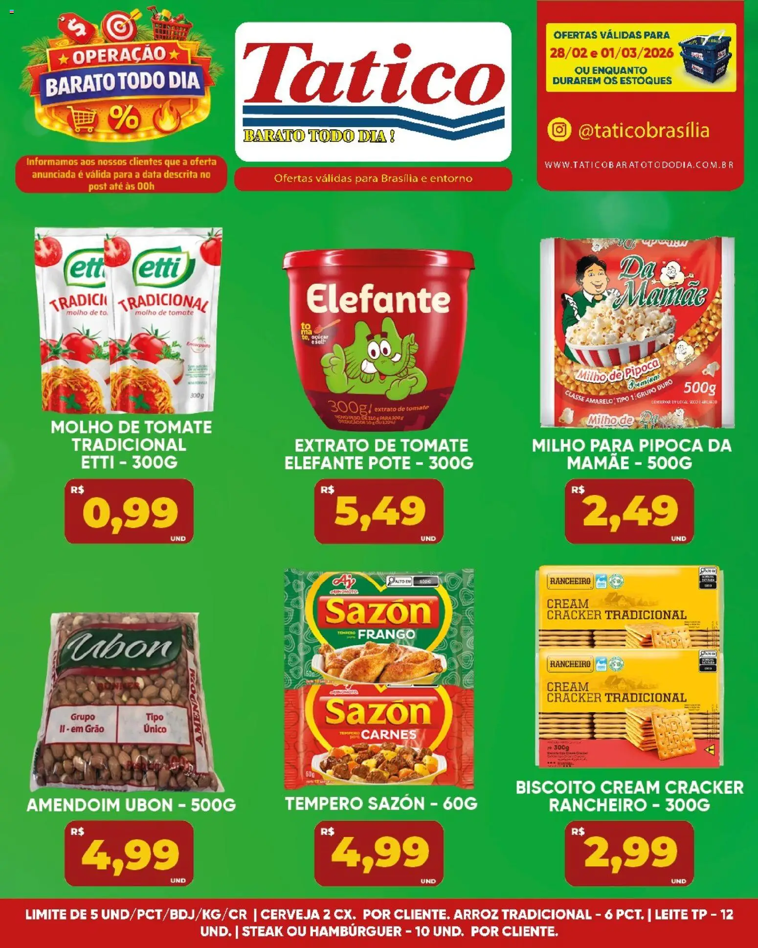 Tatico Folheto - válido de 02.03.2026 | Página: 22 | Produtos: Amendoim, Arroz, Hambúrguer, Pipoca