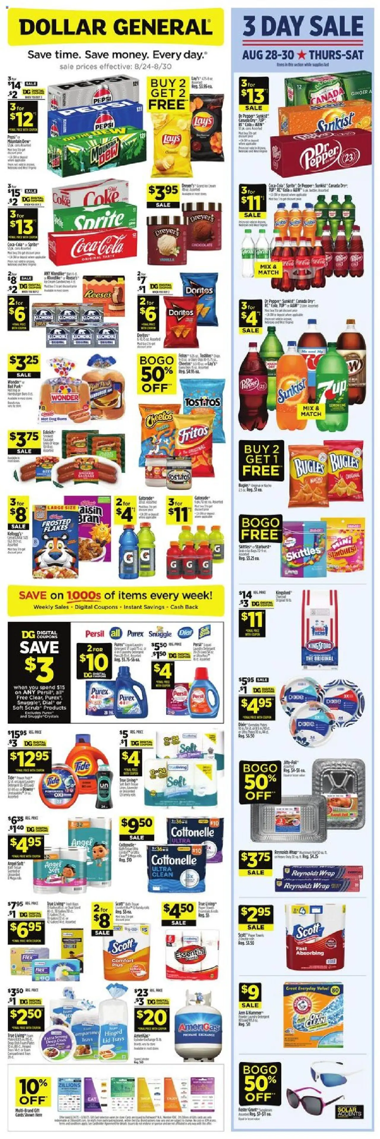 Dollar General Weekly Ad - TX - valid from 24.08.2025 | Page: 1 | Products: Ginger, Chocolate, Flakes, Pepper