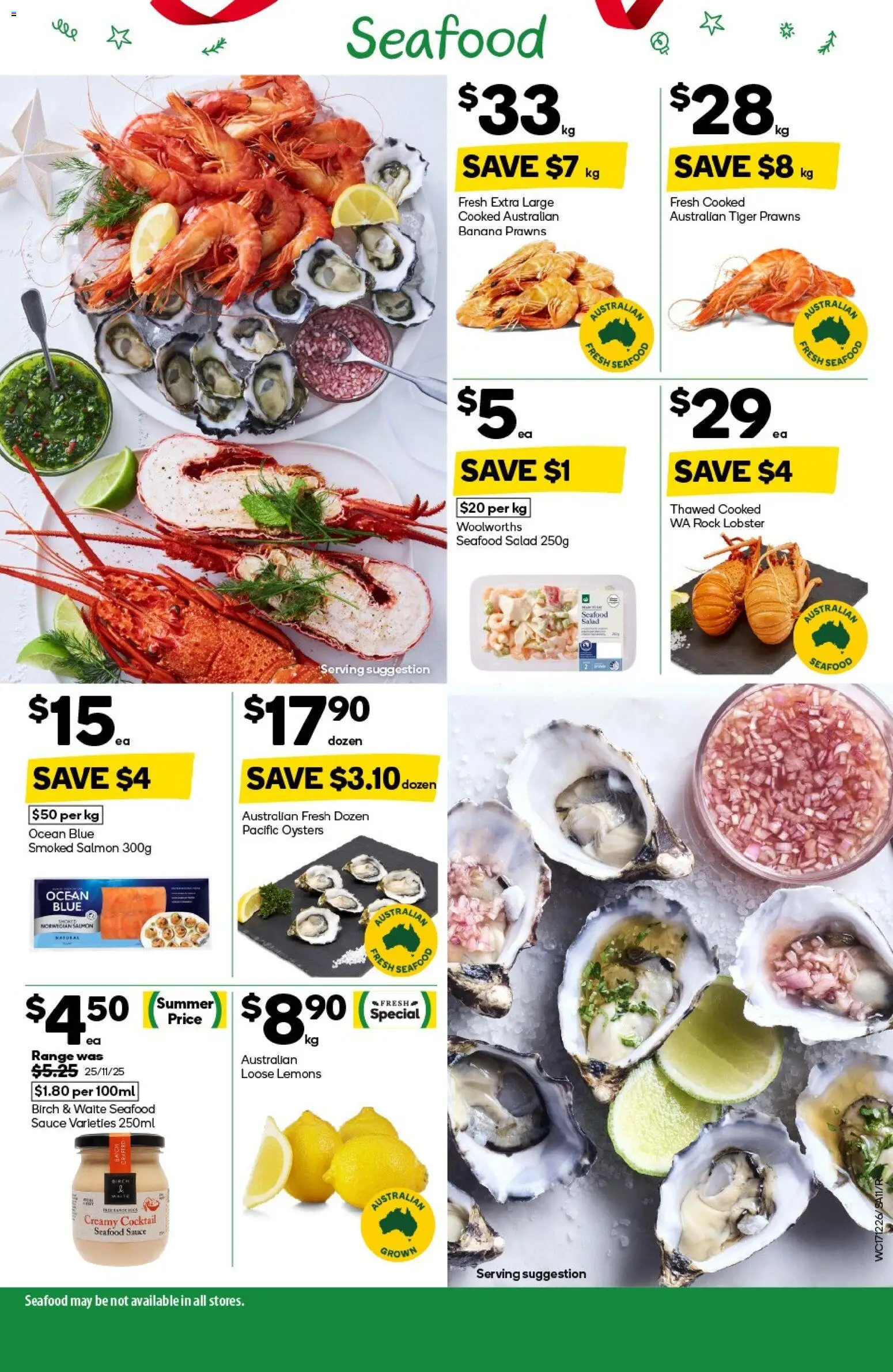 Woolworths catalogue - valid from 17.12.2025 | Page: 11 | Products: Prawns, Salad, Salmon, Seafood