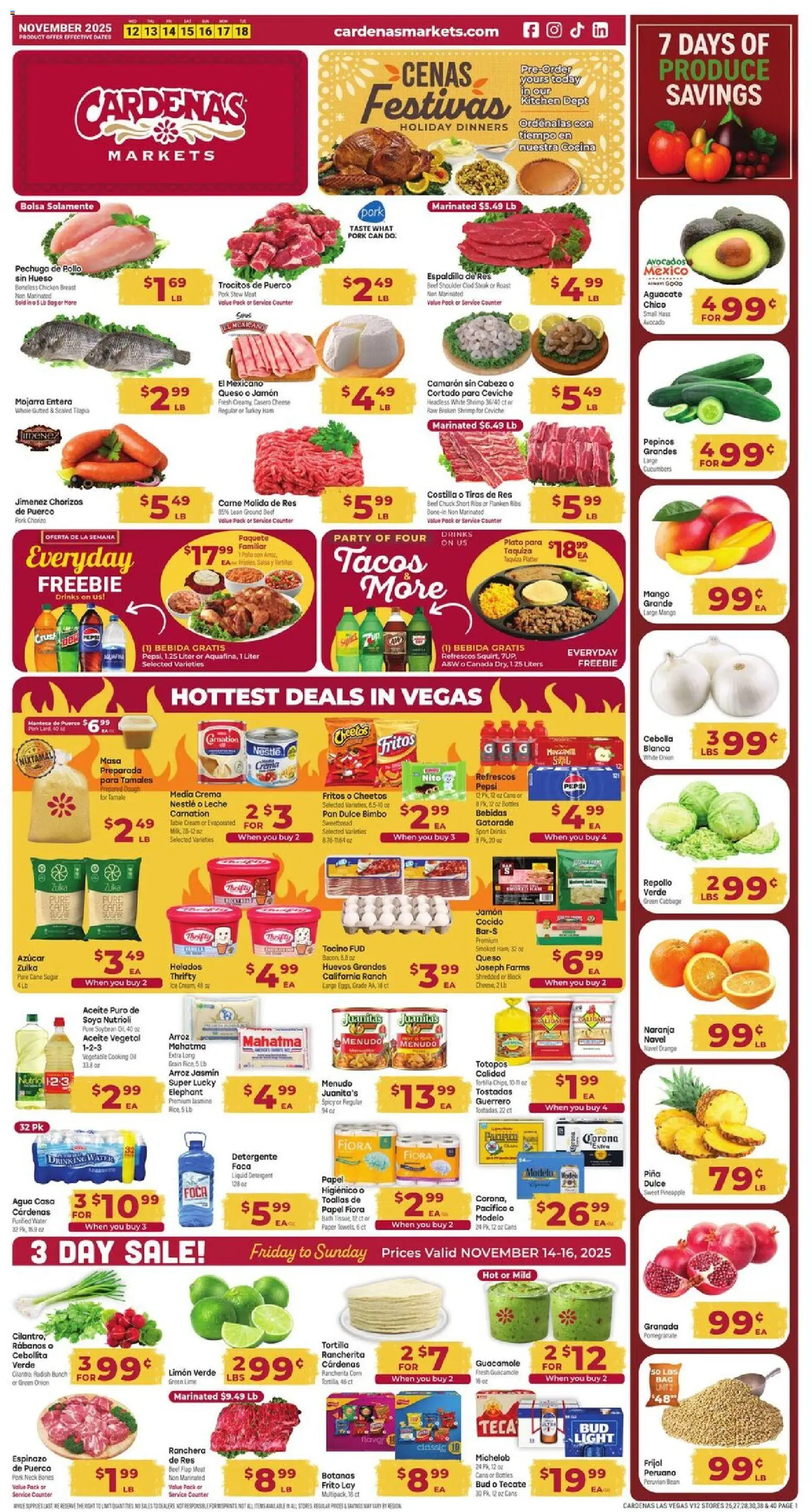 Cardenas Weekly Ad - NV - valid from 12.11.2025 | Page: 1 | Products: Rice, Pineapple, Water, Onion