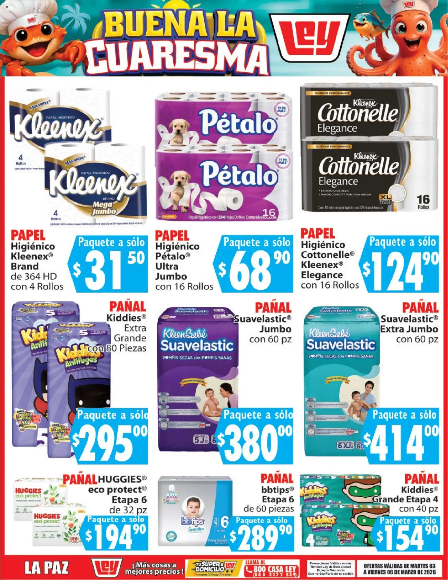Nuevas ofertas de Casa Ley válidas en toda la República Mexicana desde el 03.03.2026. ¡Encuentra las mejores ofertas en Casa Ley folleto Buena la Cuaresma! | Página: 10 | Productos: Papel higiénico