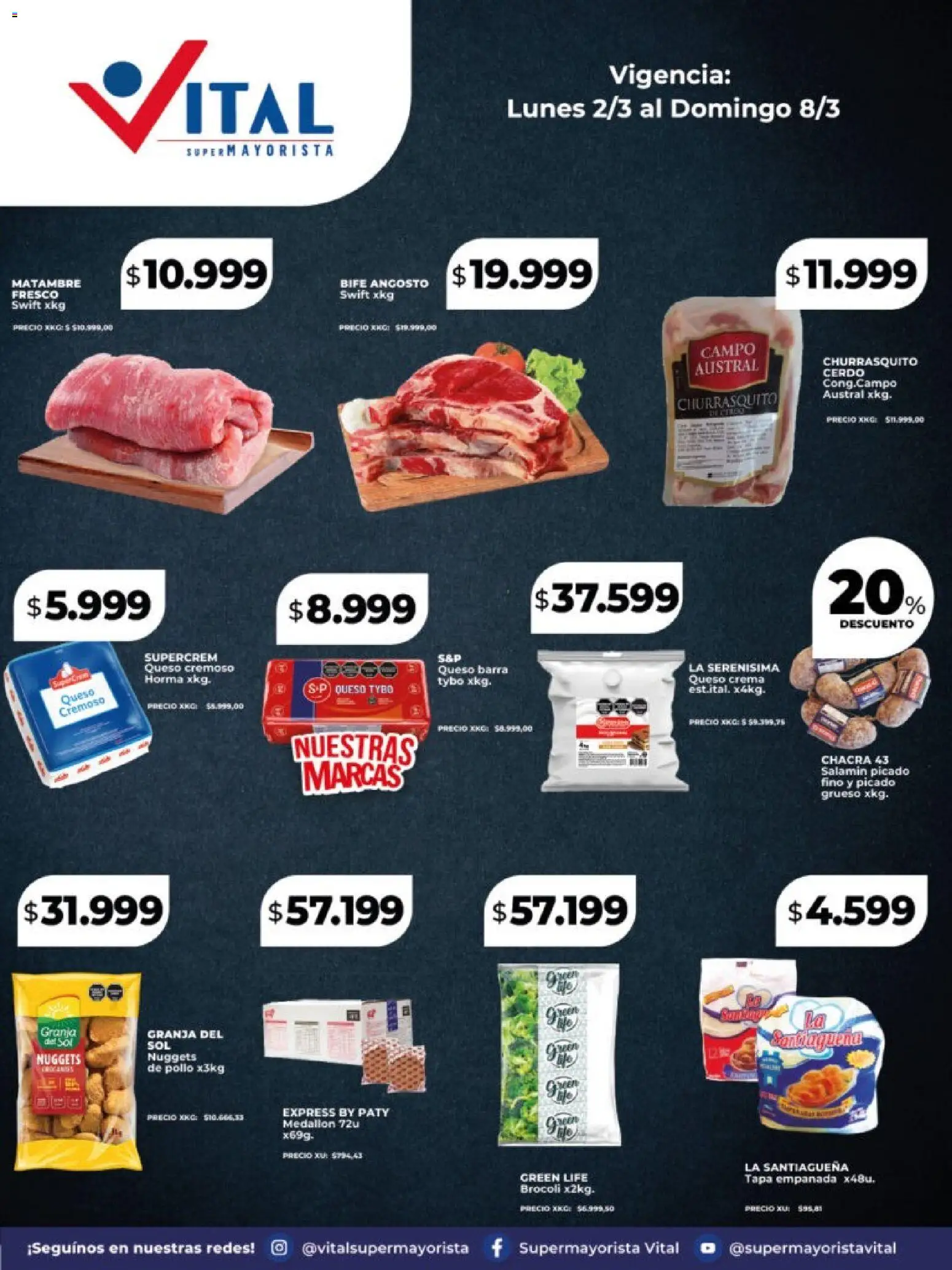 Vital - Especial Vital corporativa │ válido desde el 02.03.2026 | Página: 2 | Productos: Queso crema, Brocoli, Queso, Cerdo