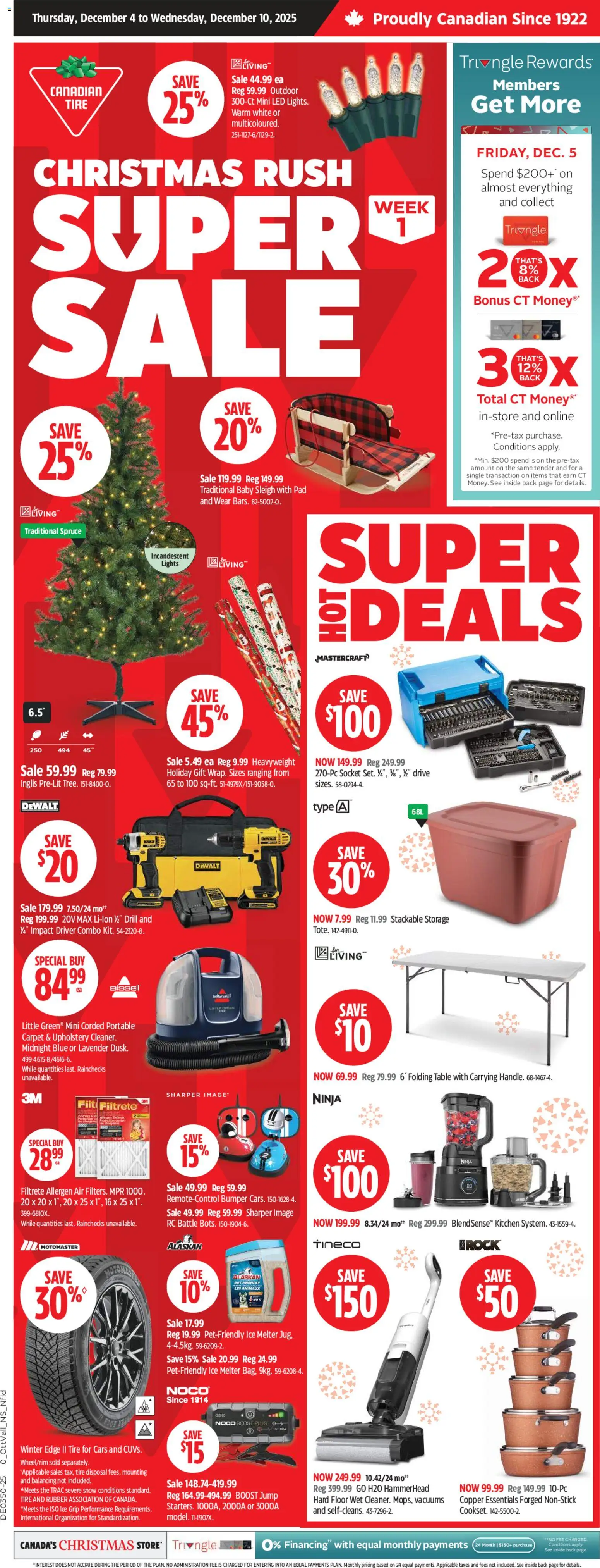 Canadian Tire flyer valid from 04.12.2025 | Page: 1 | Products: Table, Socket, Carpet
