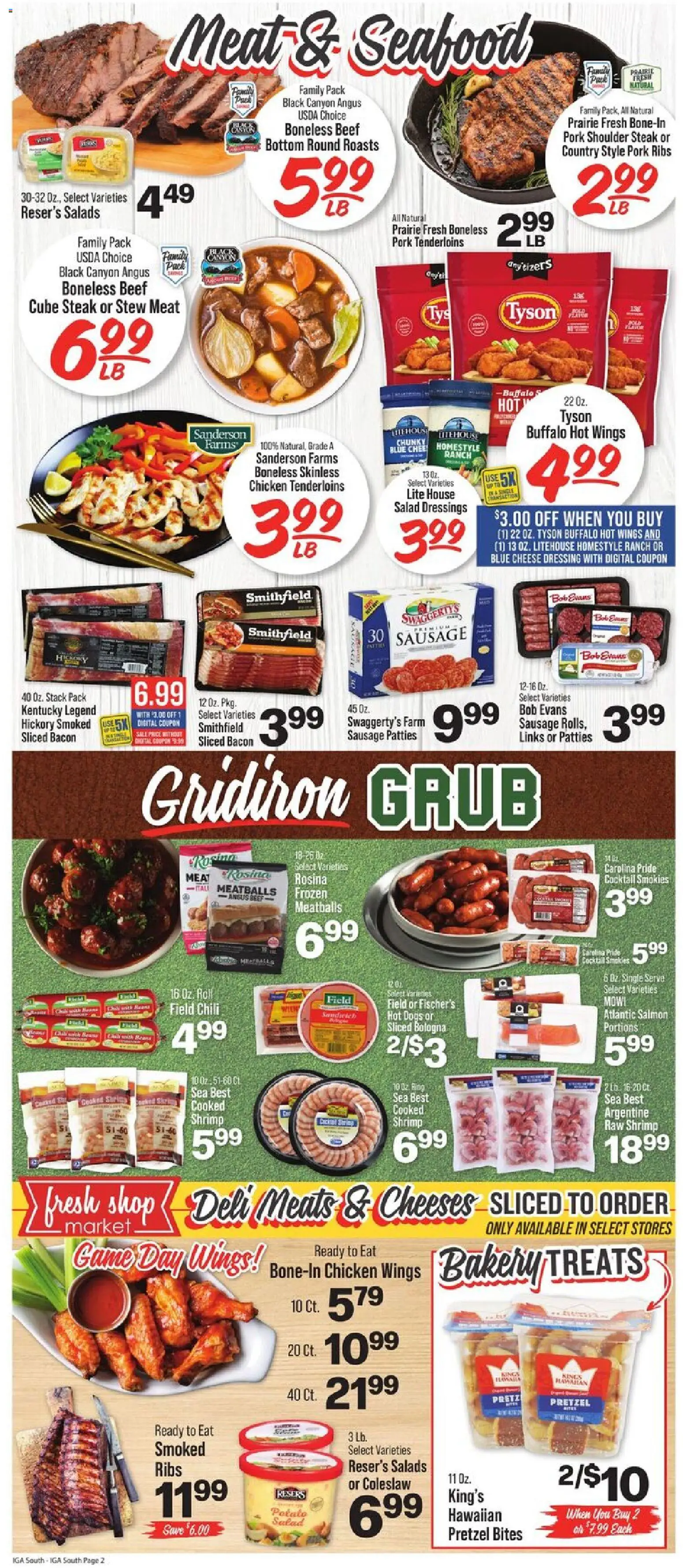 IGA Weekly Ad - valid from 04.02.2026 | Page: 3 | Products: Cheese, Beef, Hot Dogs, Game
