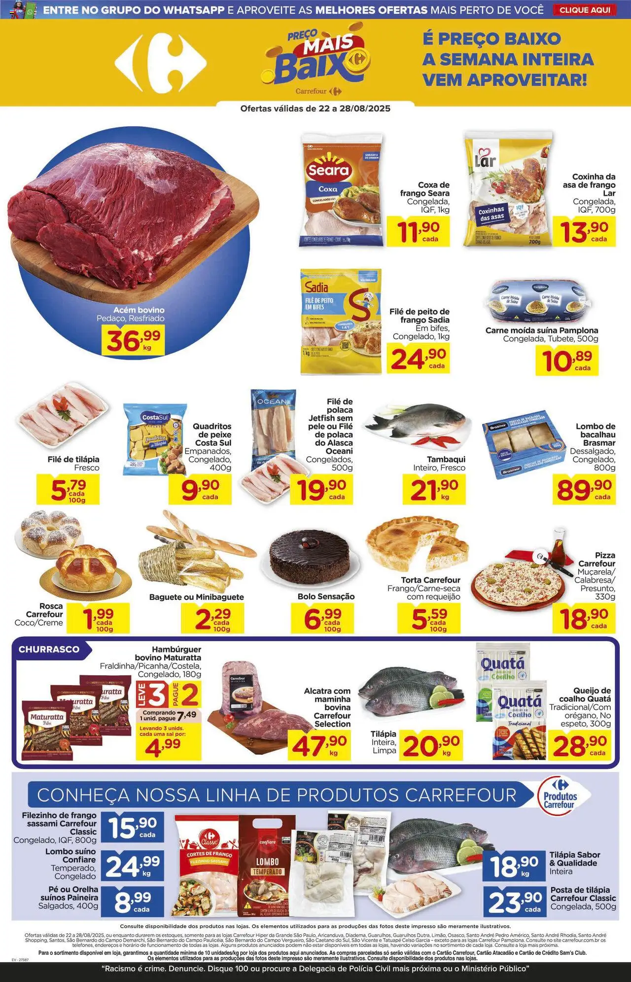 Carrefour Folheto - válido de 22.08.2025 | Página: 3 | Produtos: Queijo, Pizza, Bolo, Carne moída