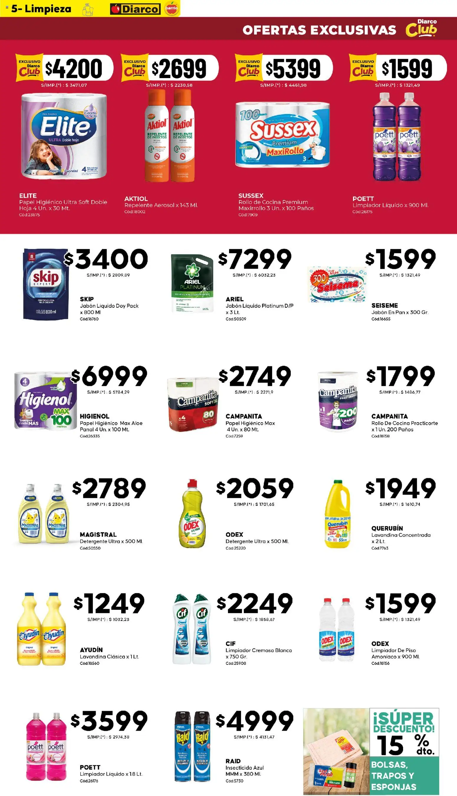 Diarco - Ofertas Diarco Barrio │ válido desde el 29.12.2025 | Página: 5 | Productos: Repelente, Papel higiénico, Jabón, Pan