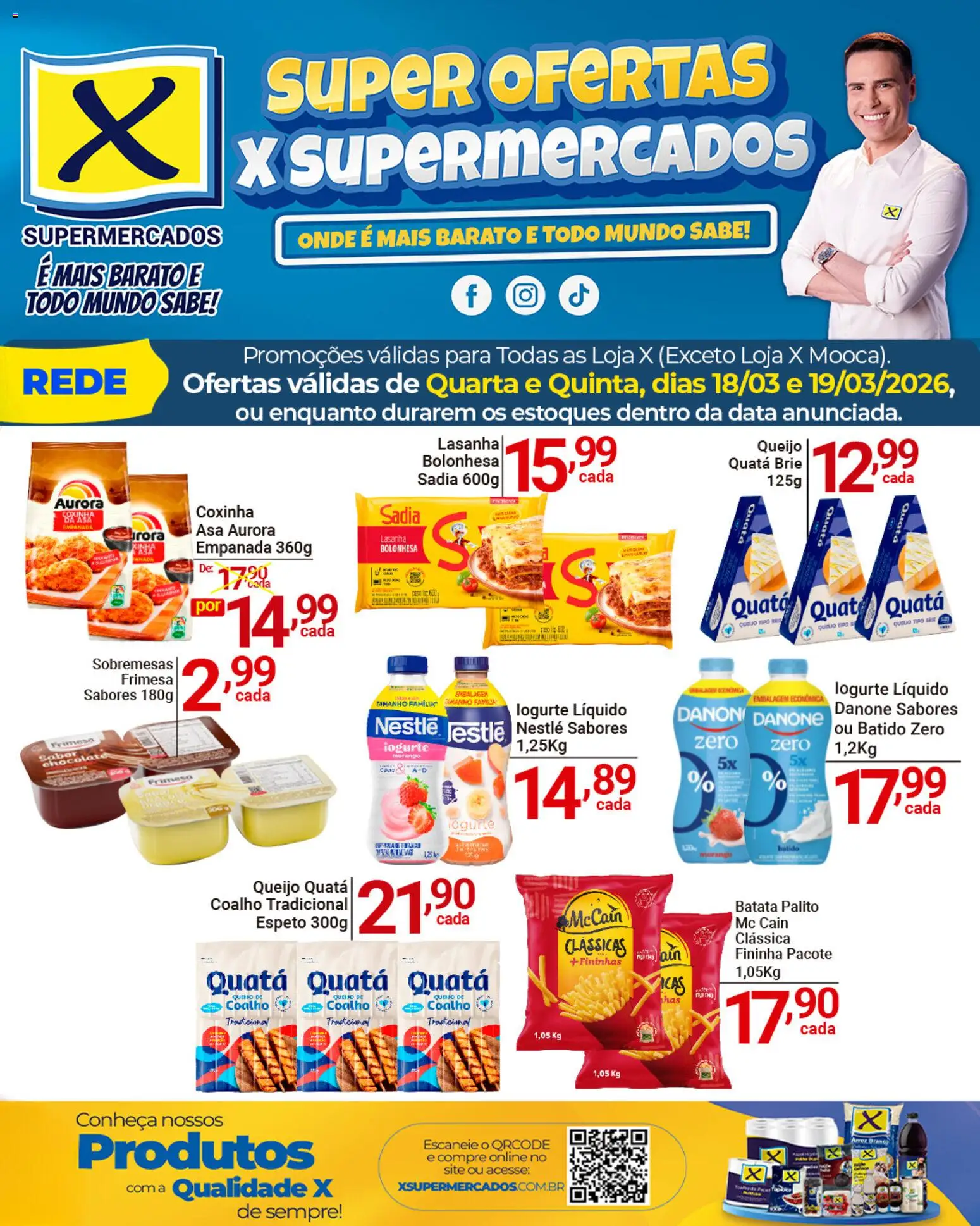 X Supermercados Folheto - válido de 18.03.2026 | Página: 2 | Produtos: Queijo, Chocolate, Arroz, Batata