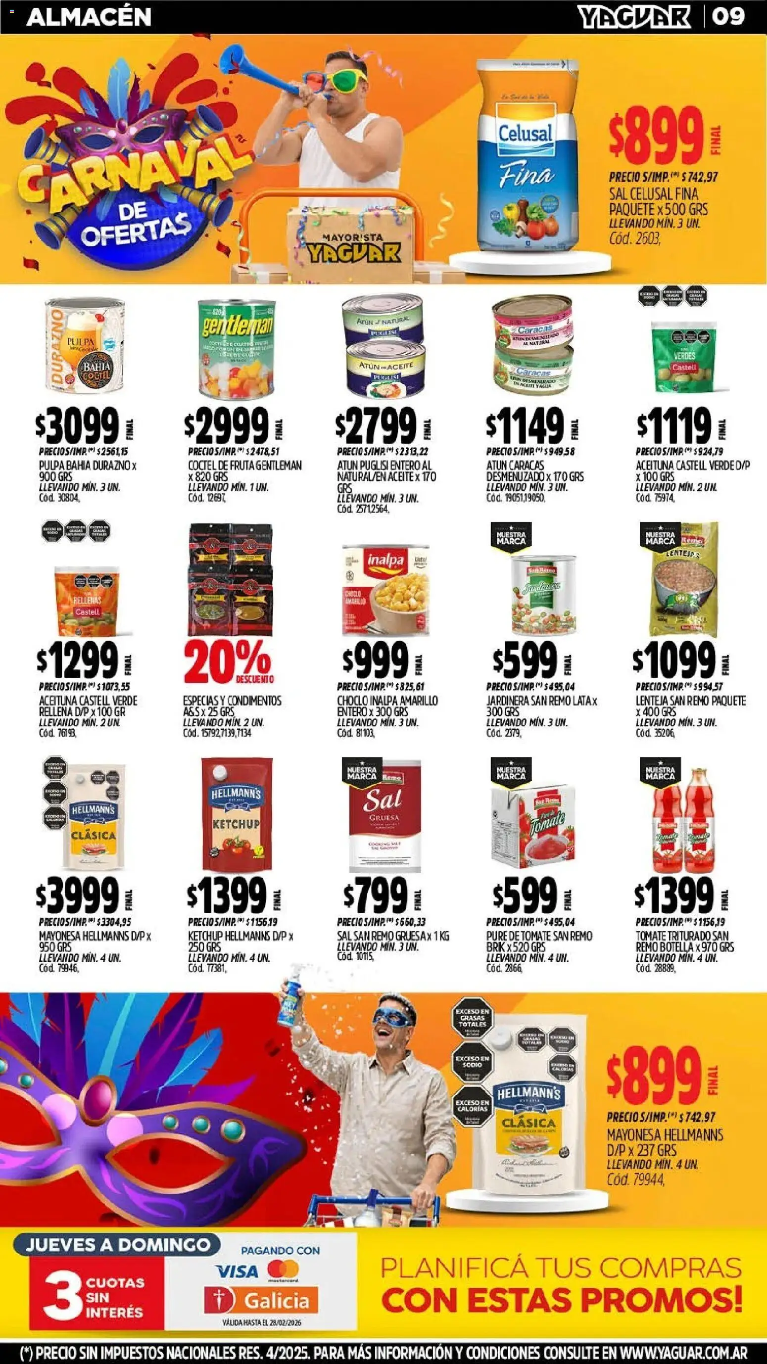 Yaguar - Oferta Semanal Trelew │ válido desde el 09.02.2026 | Página: 9 | Productos: Lentejas, Mayonesa, Ketchup, Atún