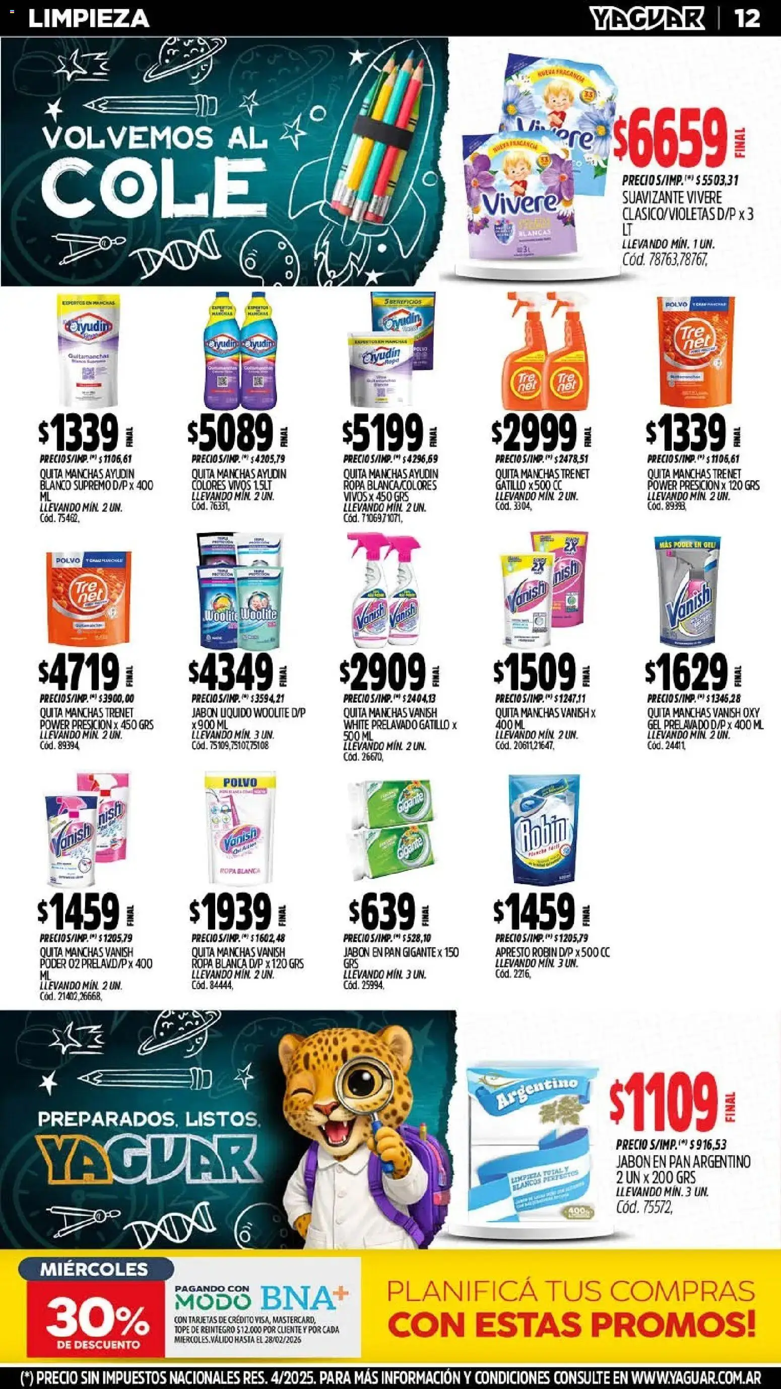 Yaguar - Oferta Semanal Salta │ válido desde el 23.02.2026 | Página: 11 | Productos: Polvo, Jabón, Pan, Suavizante
