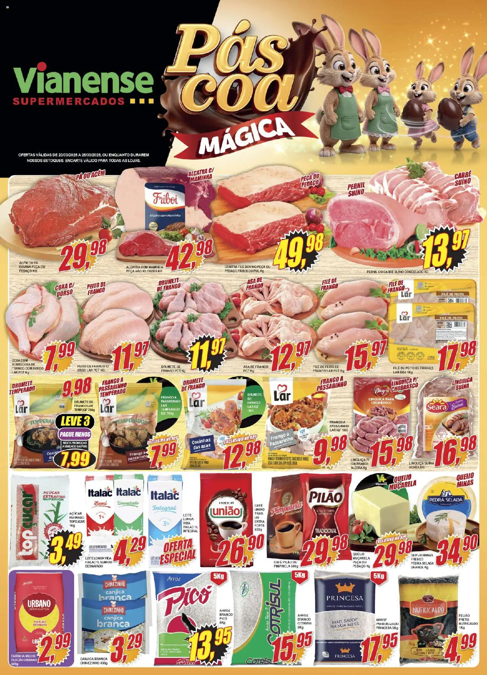 Vianense Folheto - válido de 20.03.2026 | Página: 1 | Produtos: Alcatra, Maminha, Muçarela, Peito de frango