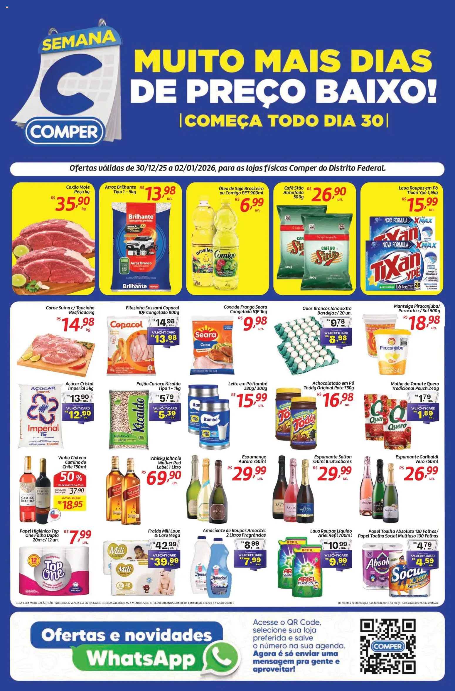 Comper Folheto - válido de 30.12.2025 | Página: 1 | Produtos: Coxa de frango, Bandeja, Açúcar, Frango