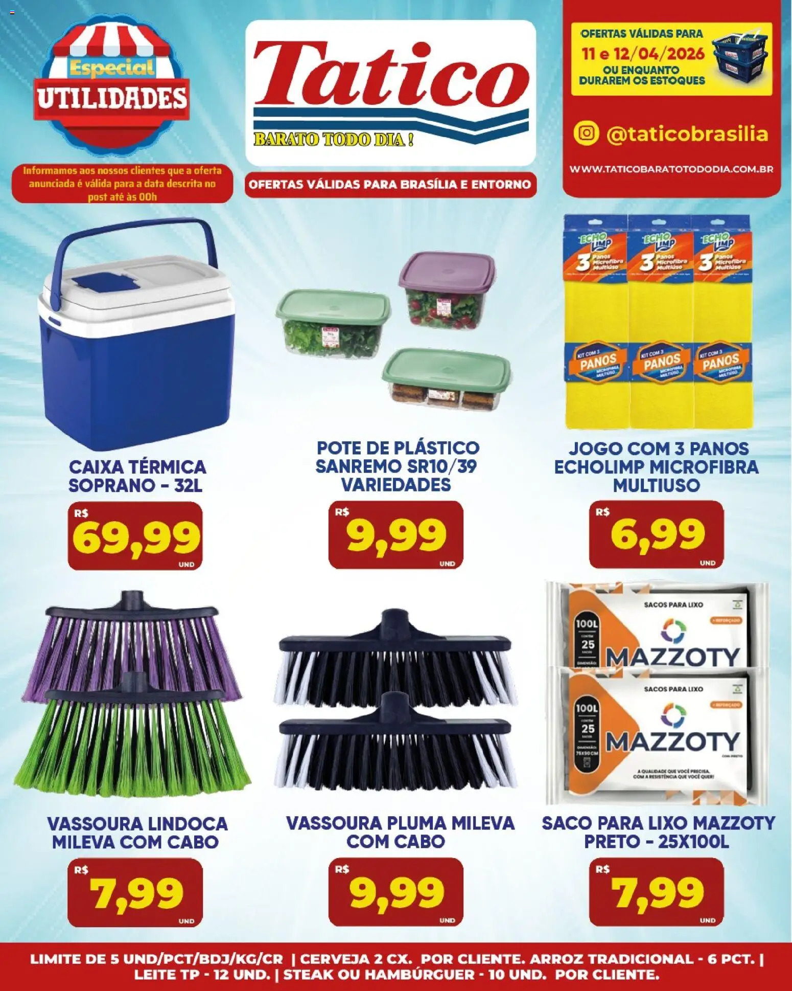 Tatico Folheto - válido de 11.04.2026 | Página: 26 | Produtos: Saco para lixo, Cerveja, Arroz, Vassoura