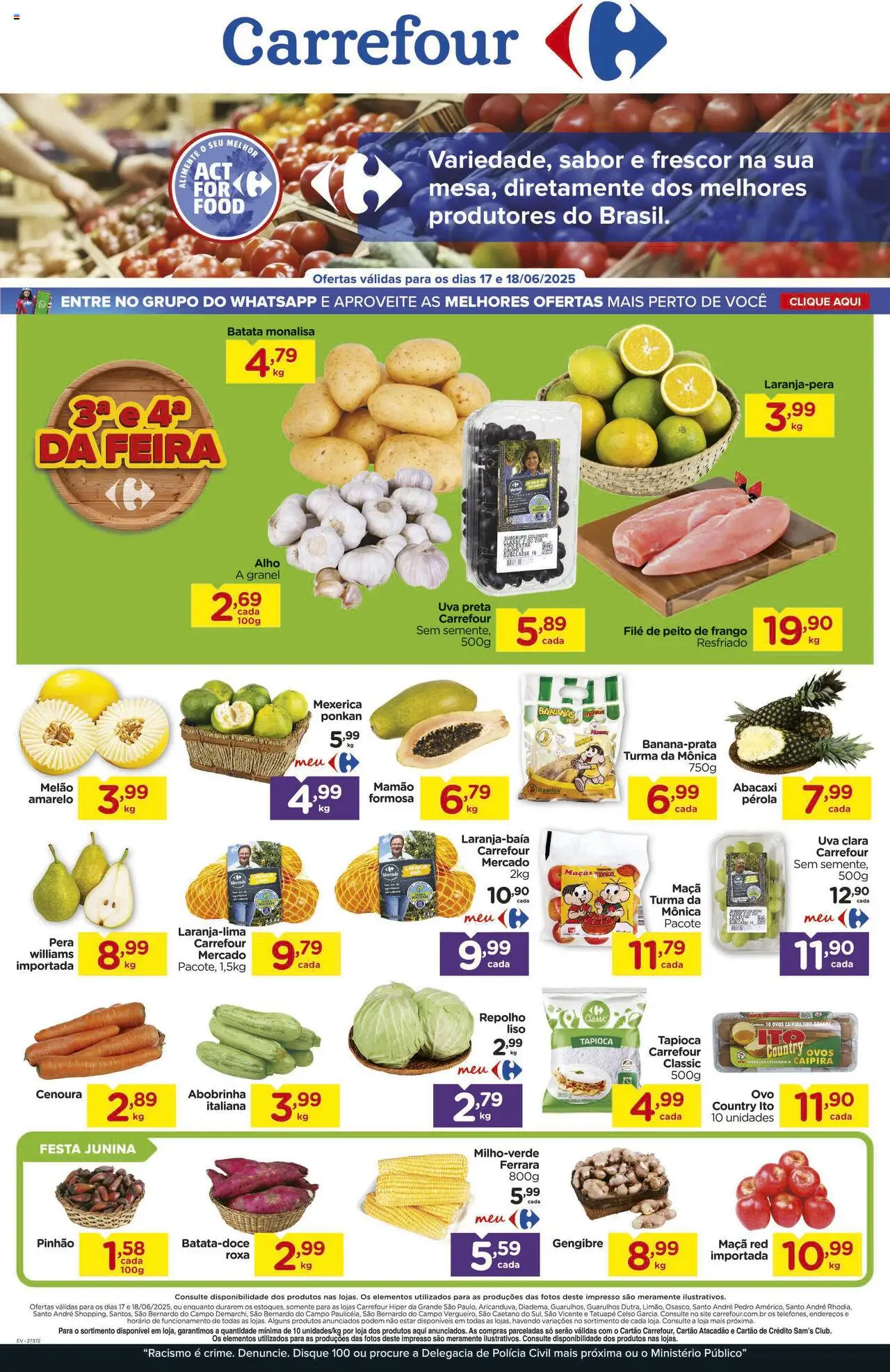 Carrefour Folheto - válido de 17.06.2025 | Página: 1 | Produtos: Mexerica, Gengibre, Ovos, Bananas