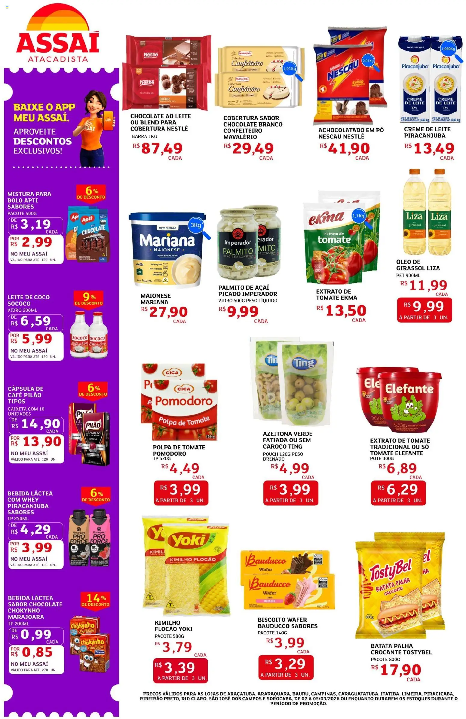 Assaí Atacadista Folheto - válido de 02.03.2026 | Página: 2 | Produtos: Palmito, Nescau, Bebida, Maionese