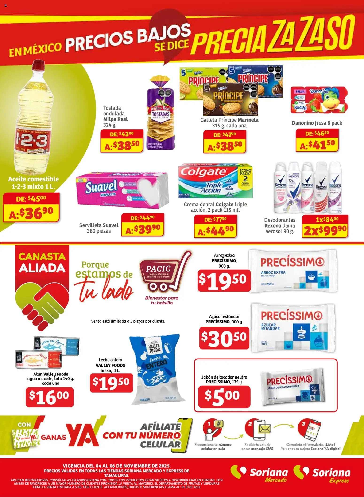 Nuevas ofertas de Soriana válidas en toda la República Mexicana desde el 04.11.2025. ¡Encuentra las mejores ofertas en Soriana - Frescos del Mandado Mercado: Tamaulipas! | Página: 3 | Productos: Atún, Aceite, Arroz, Caja