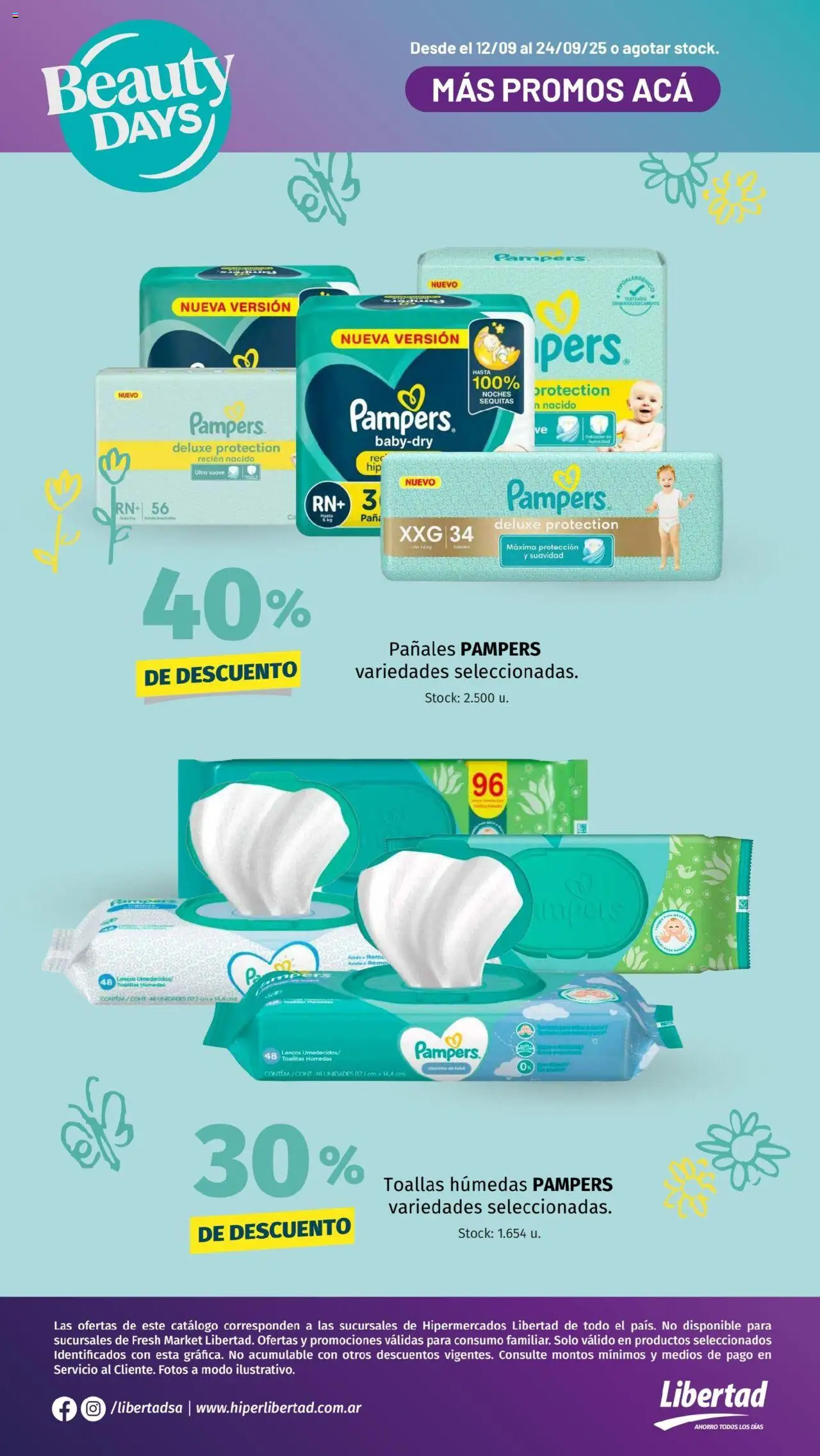 Hipermercado Libertad - Especial Beauty Days │ válido desde el 12.09.2025 | Página: 13 | Productos: Toallas, Toallitas húmedas, Pañales