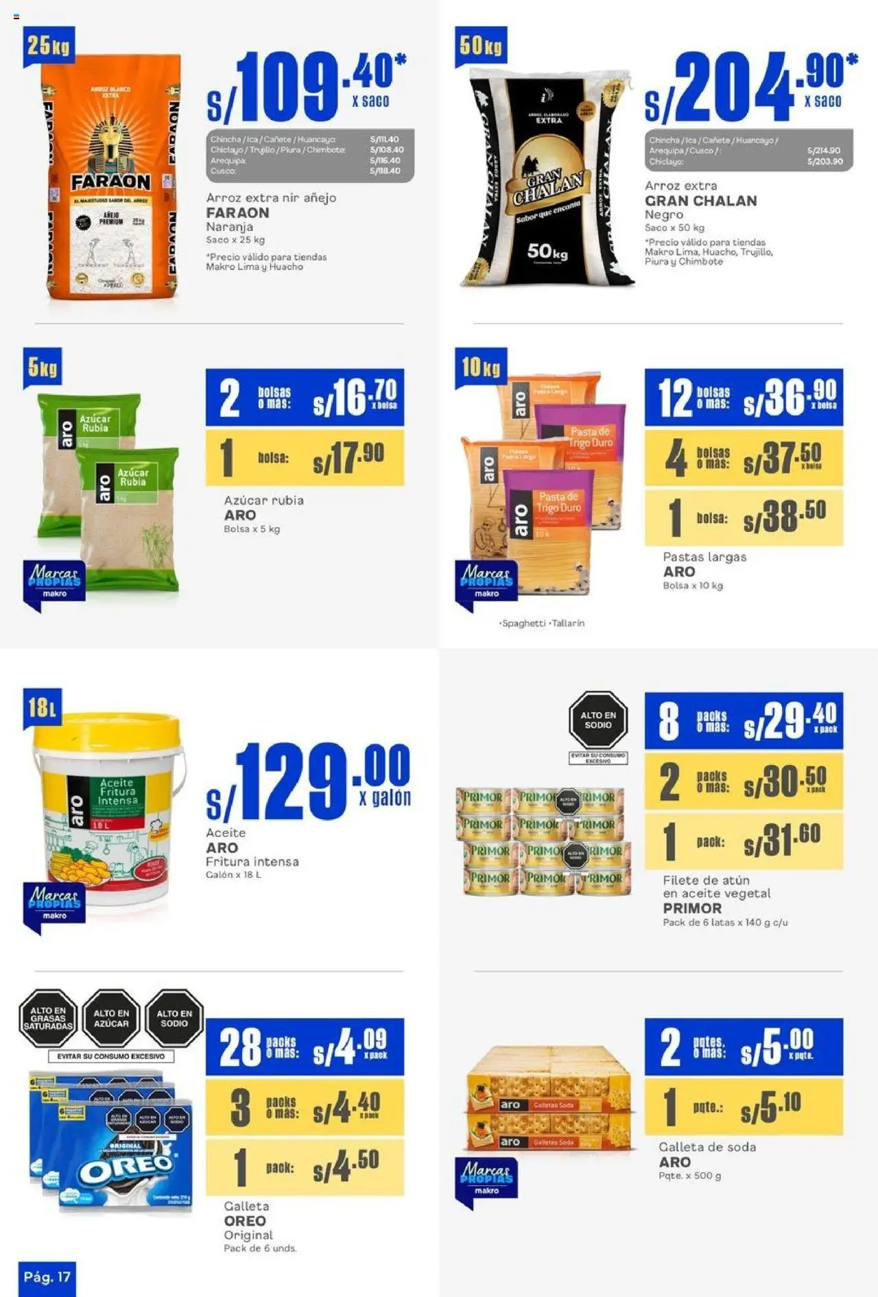 Catálogo Makro válido desde 09.10.2025 | Página: 19 | Productos: Arroz, Pasta, Saco, Bolsa