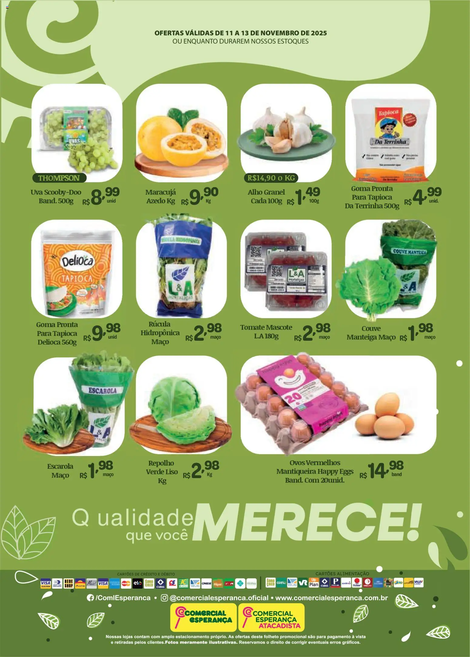 Comercial Esperança Folheto - válido de 11.11.2025 | Página: 2 | Produtos: Maracujá, Alho, Tapioca, Repolho