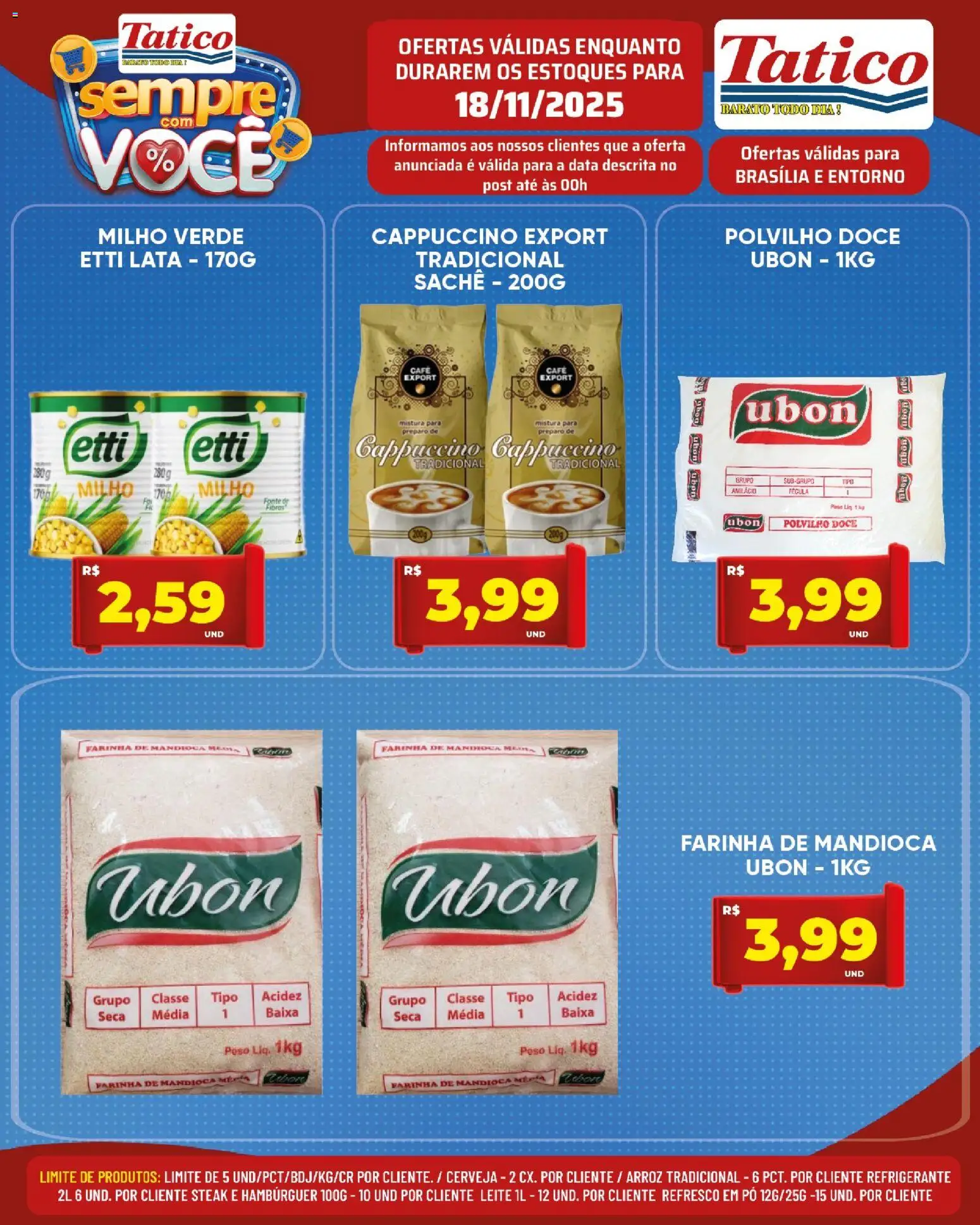 Tatico Folheto - válido de 19.11.2025 | Página: 25 | Produtos: Farinha de mandioca, Leite, Cerveja, Hambúrguer