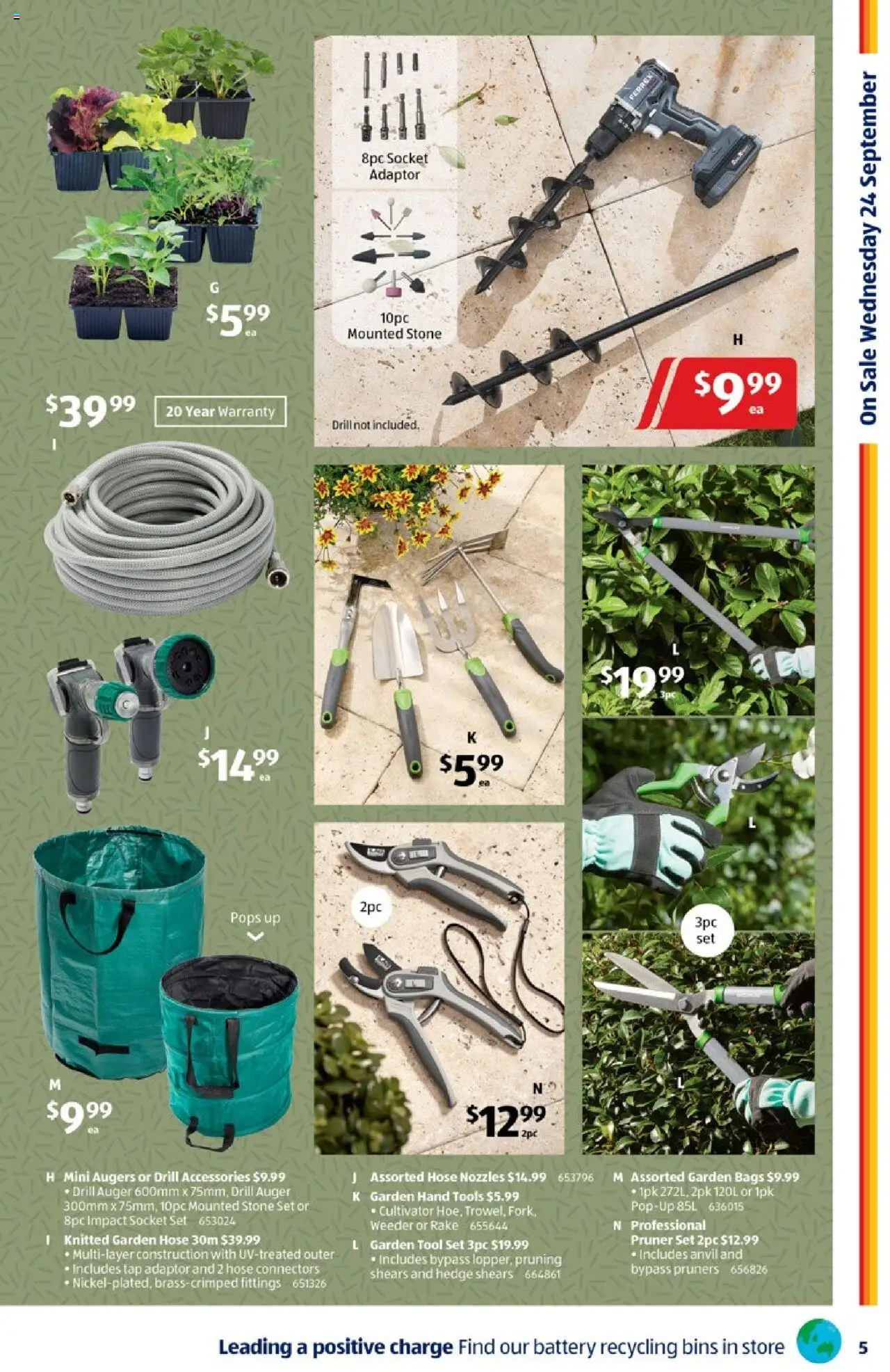 Aldi catalogue - valid from 24.09.2025 | Page: 5 | Products: Battery, Hedge shears, Adaptor, Tools