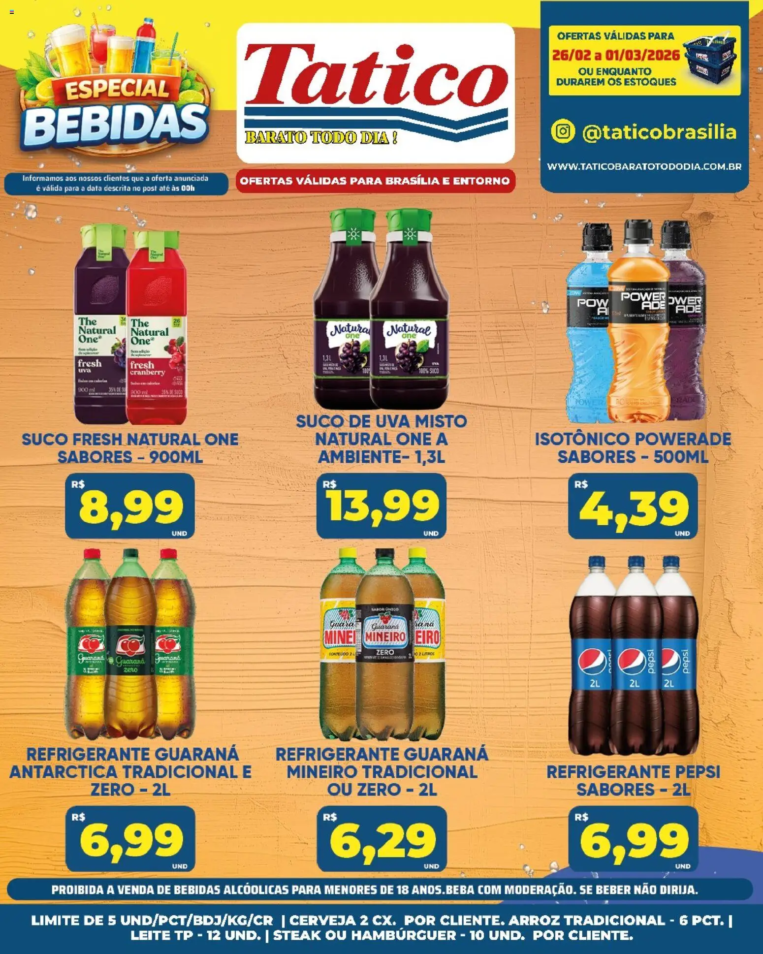 Tatico Folheto - válido de 26.02.2026 | Página: 2 | Produtos: Guaraná, Suco, Cerveja, Arroz