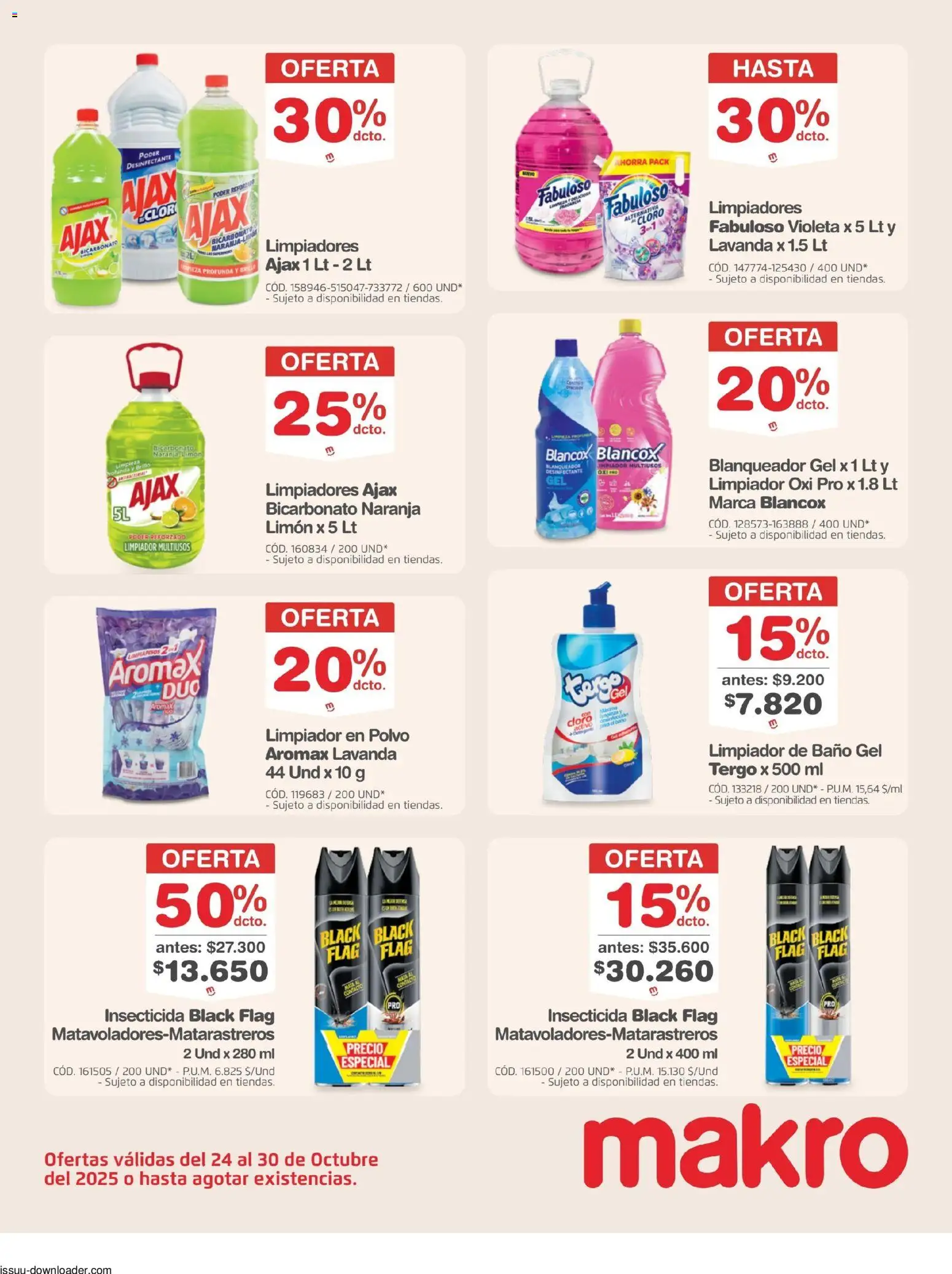 Makro revista - valida desde el 24.10.2025 | Página: 27 | Productos: Blanqueador, Insecticida, Limón, Baño