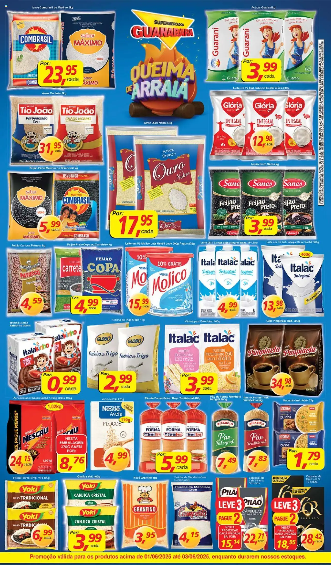 Supermercados Guanabara Folheto - válido de 01.06.2025 | Página: 2 | Produtos: Nescau, Copa, Bolo, Leite em pó