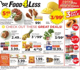 Preview of Food 4 Less weekly ads valid from 22.04.2026