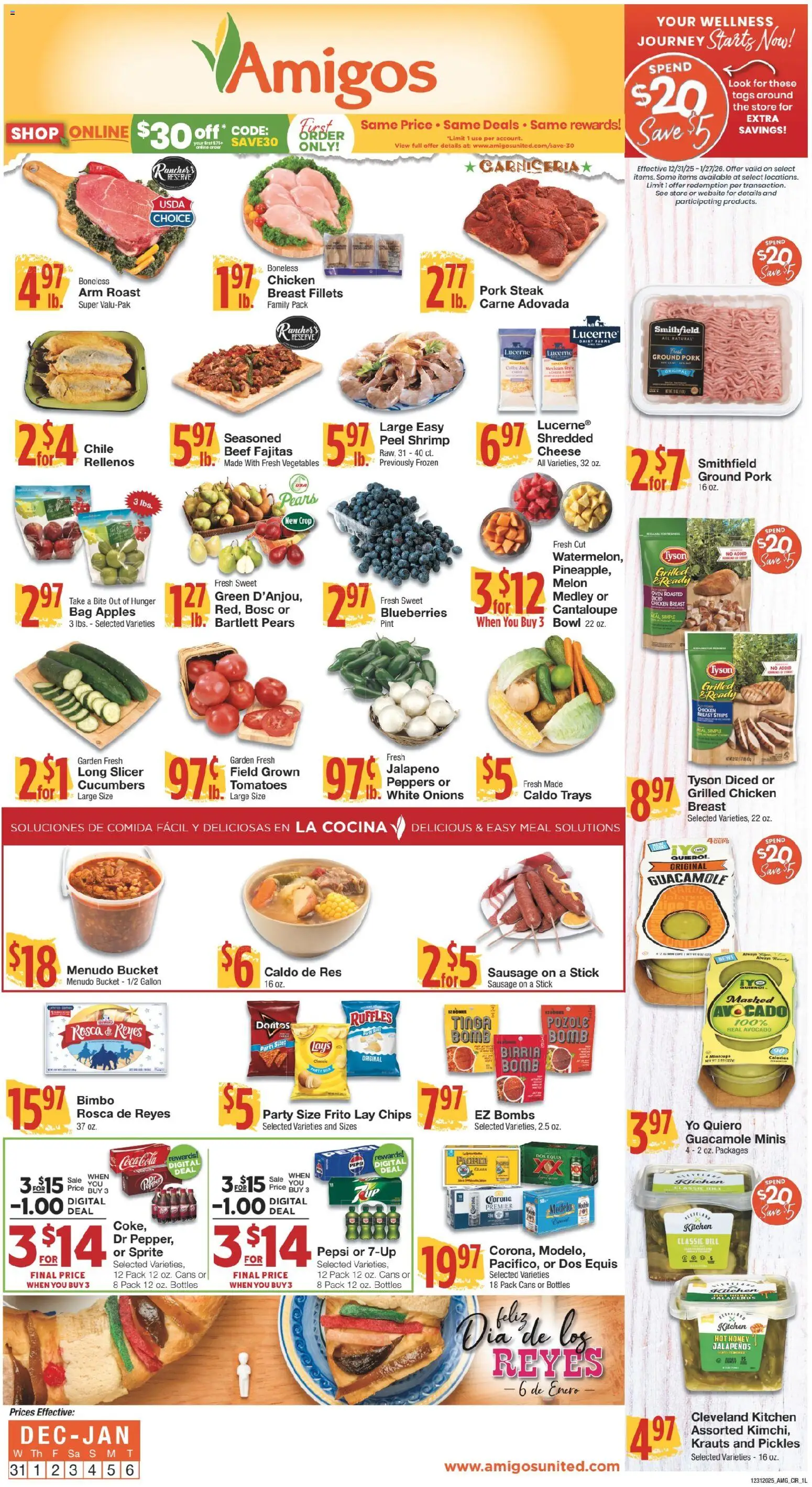 United Supermarkets Ad - valid from 30.12.2025 | Page: 1 | Products: Beef, Avocado, Melon, Oven