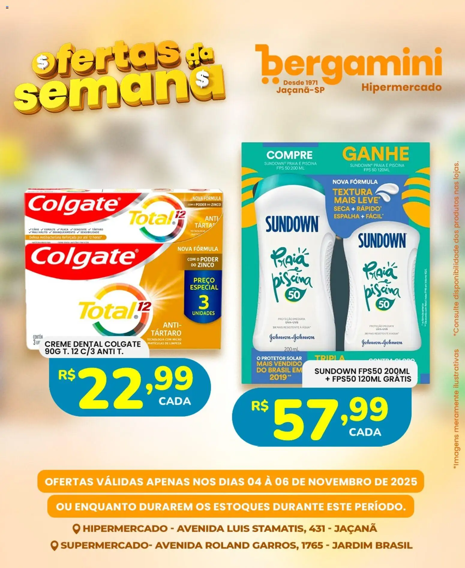 Supermercado Bergamini Folheto - válido de 04.11.2025 | Página: 10 | Produtos: Protetor solar, Creme, Piscina, Creme dental