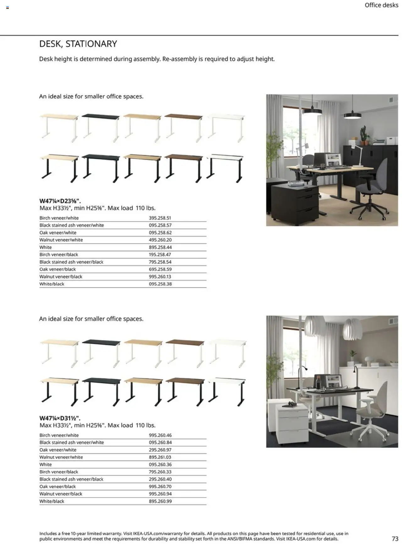 IKEA Office Brochure 2025 - valid from 01.03.2025 | Page: 73 | Products: Desk
