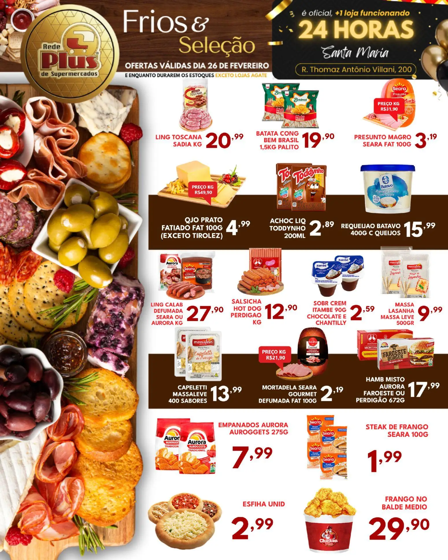 Rede Plus Supermercados Folheto - válido de 25.02.2026 | Página: 3 | Produtos: Salsicha, Chocolate, Lasanha, Frango
