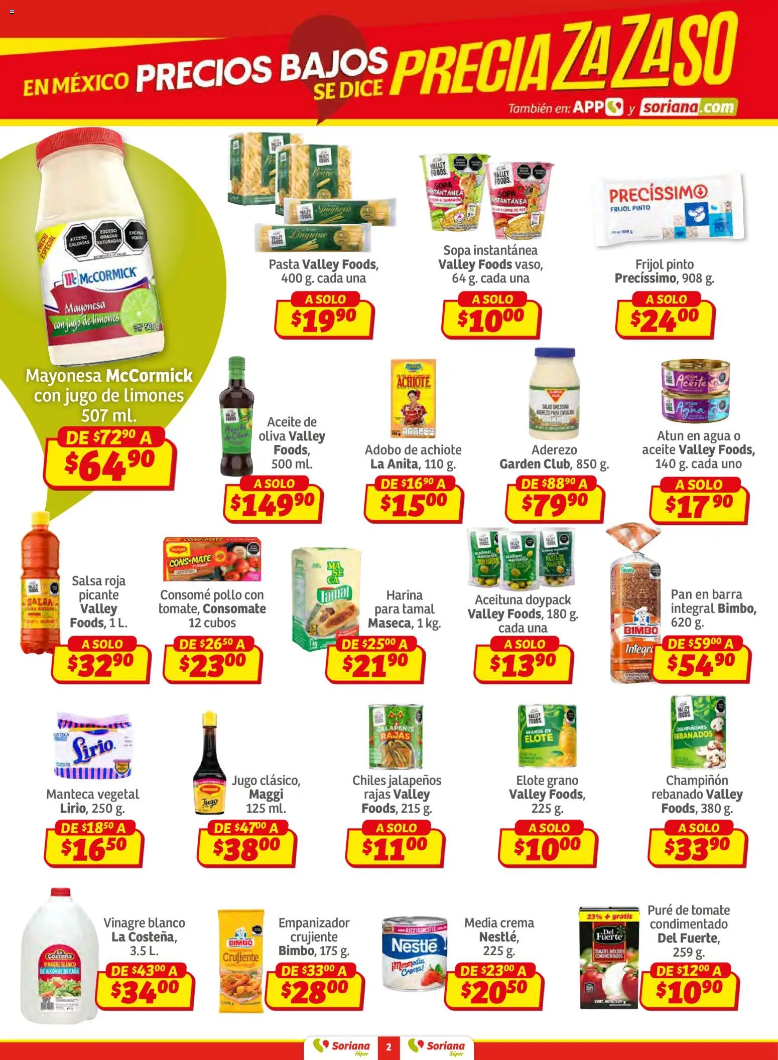 Nuevas ofertas de Soriana válidas en toda la República Mexicana desde el 02.01.2026. ¡Encuentra las mejores ofertas en Soriana - Preciazazaso Súper: Frontera Chih, Coah, Tamaulipas! | Página: 2 | Productos: Harina, Crema, Aceite, Barra