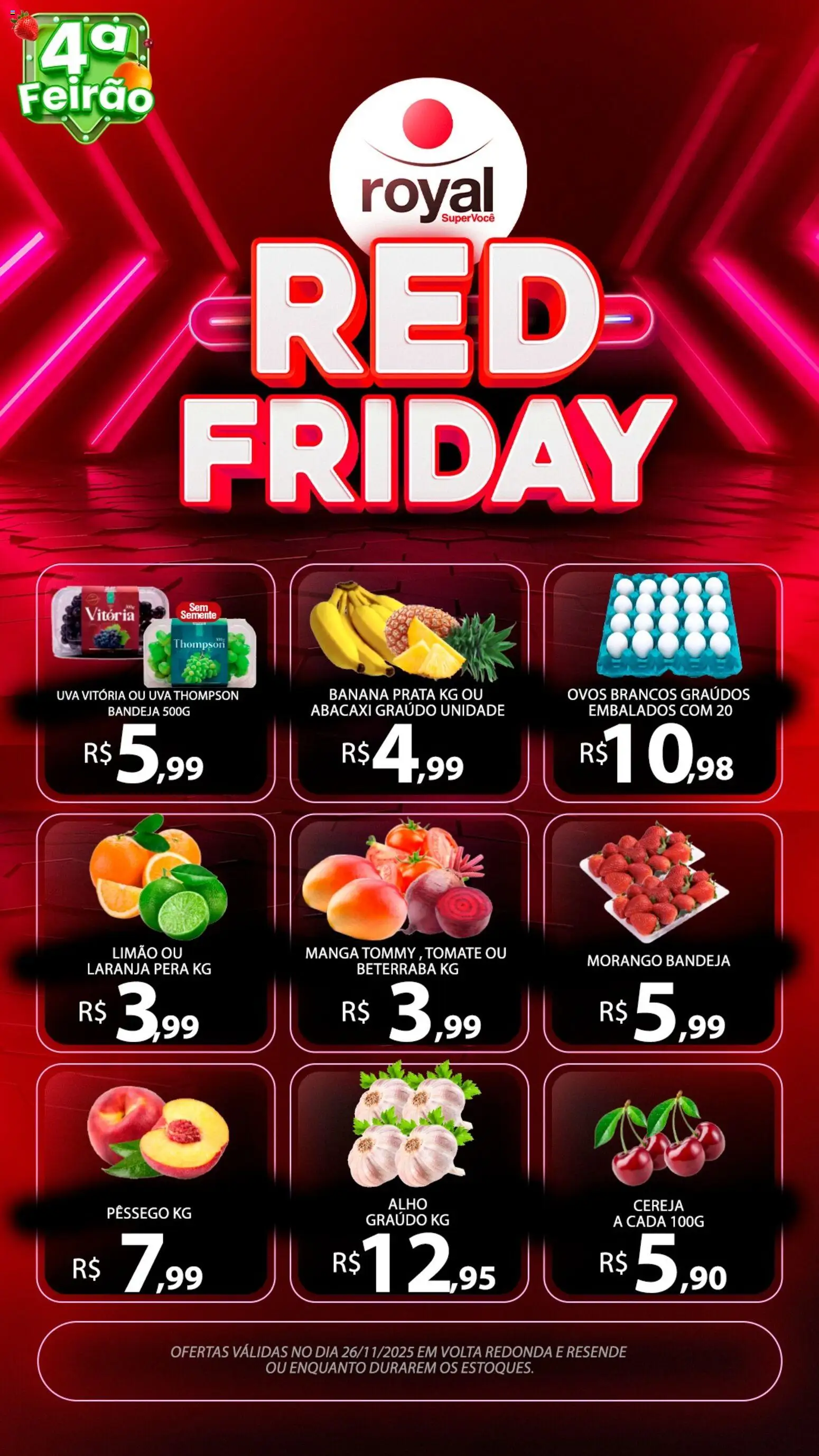 Royal Supermercados Folheto - válido de 26.11.2025 | Página: 1 | Produtos: Pera, Alho, Beterraba, Abacaxi