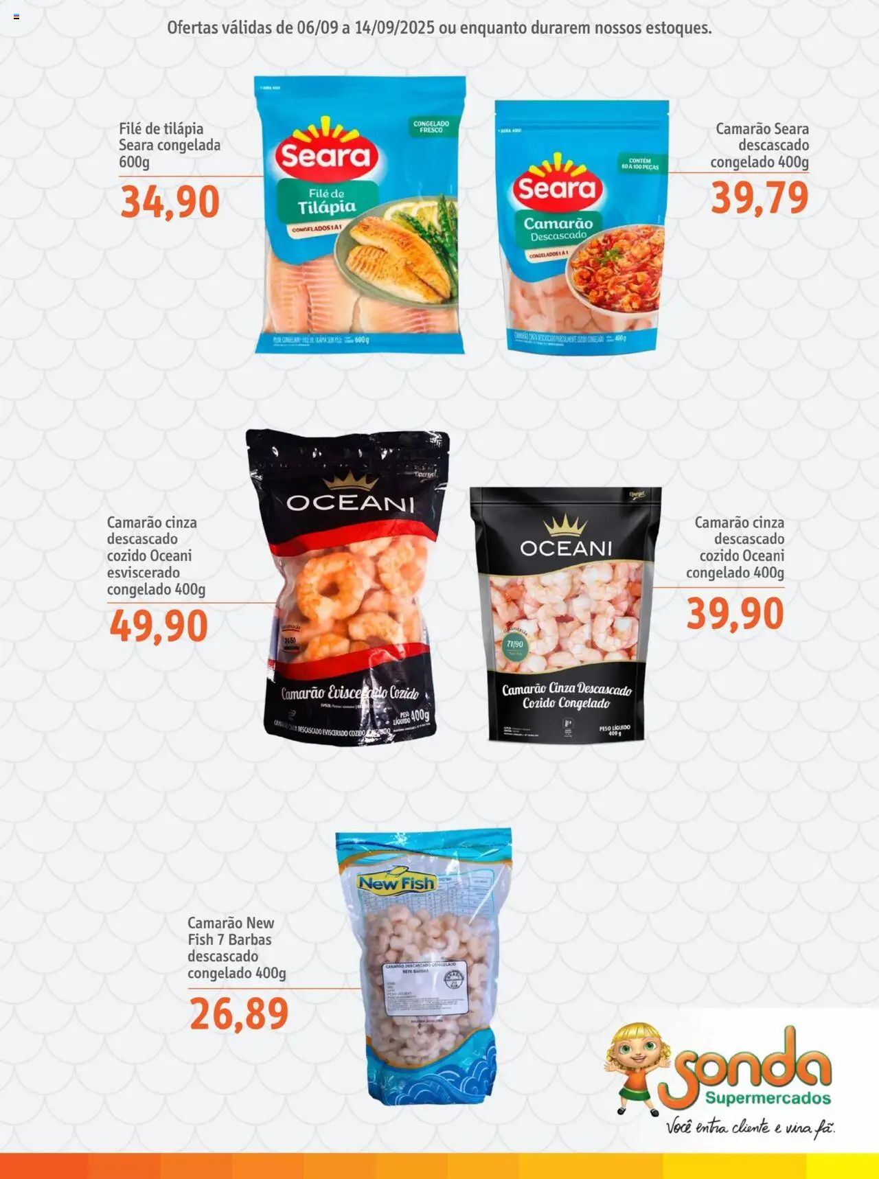 Sonda Folheto - válido de 06.09.2025 | Página: 3 | Produtos: Camarão, Tilápia, Filé de tilápia