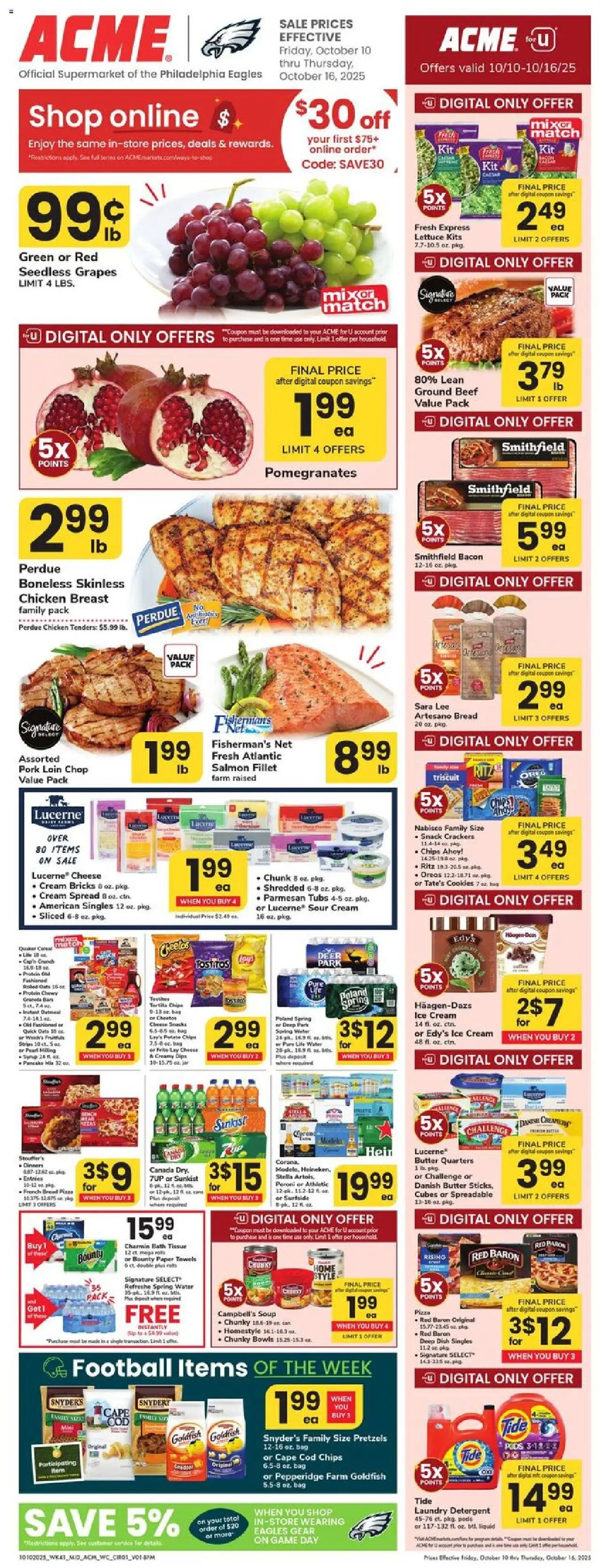 Acme Weekly Ad - PA - valid from 10.10.2025 | Page: 1 | Products: Bath, Detergent, Chips, Grapes