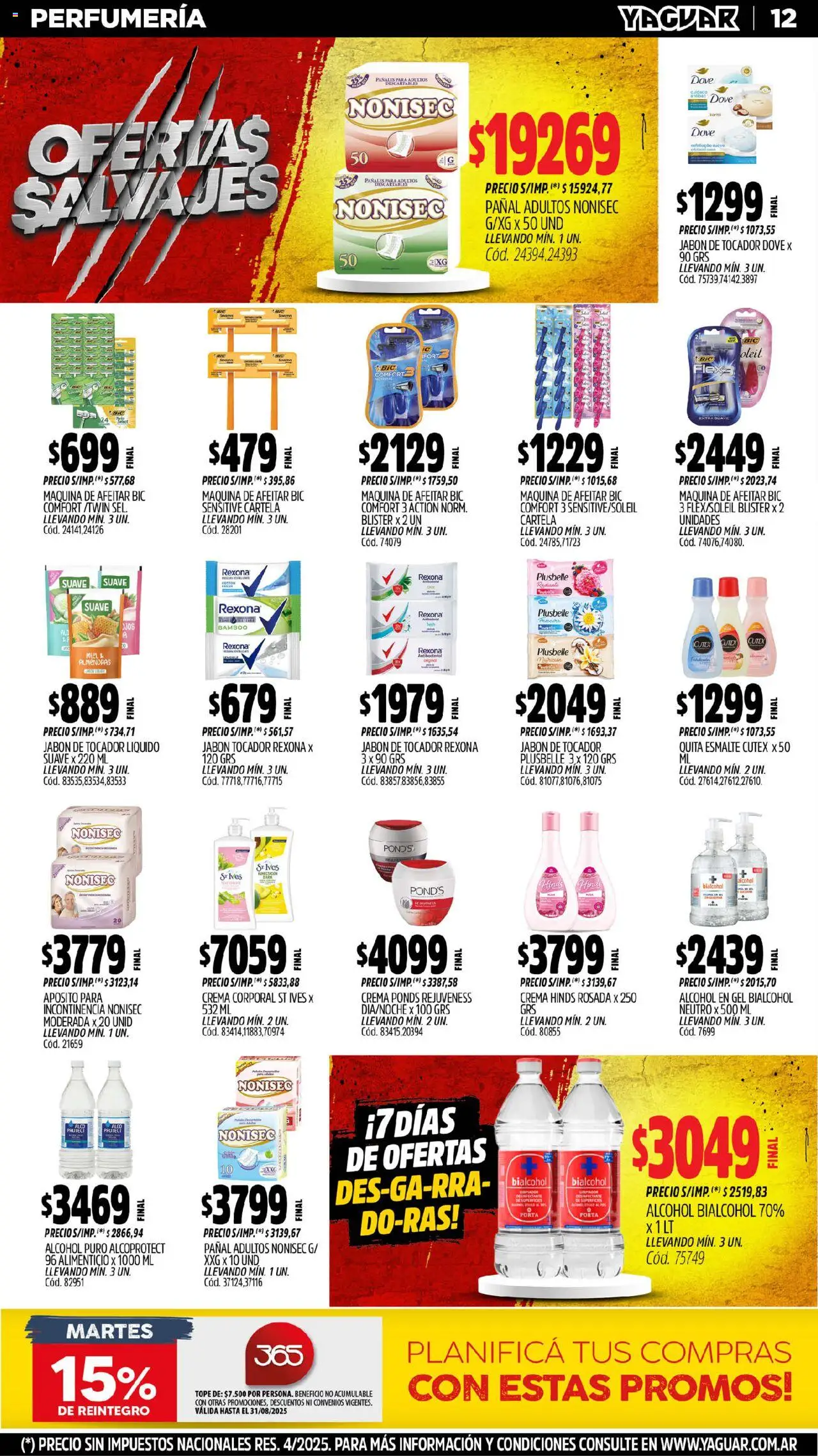 Yaguar - Jujuy │ válido desde el 04.08.2025 | Página: 12 | Productos: Alcohol en gel, Almendras, Jabón, Crema