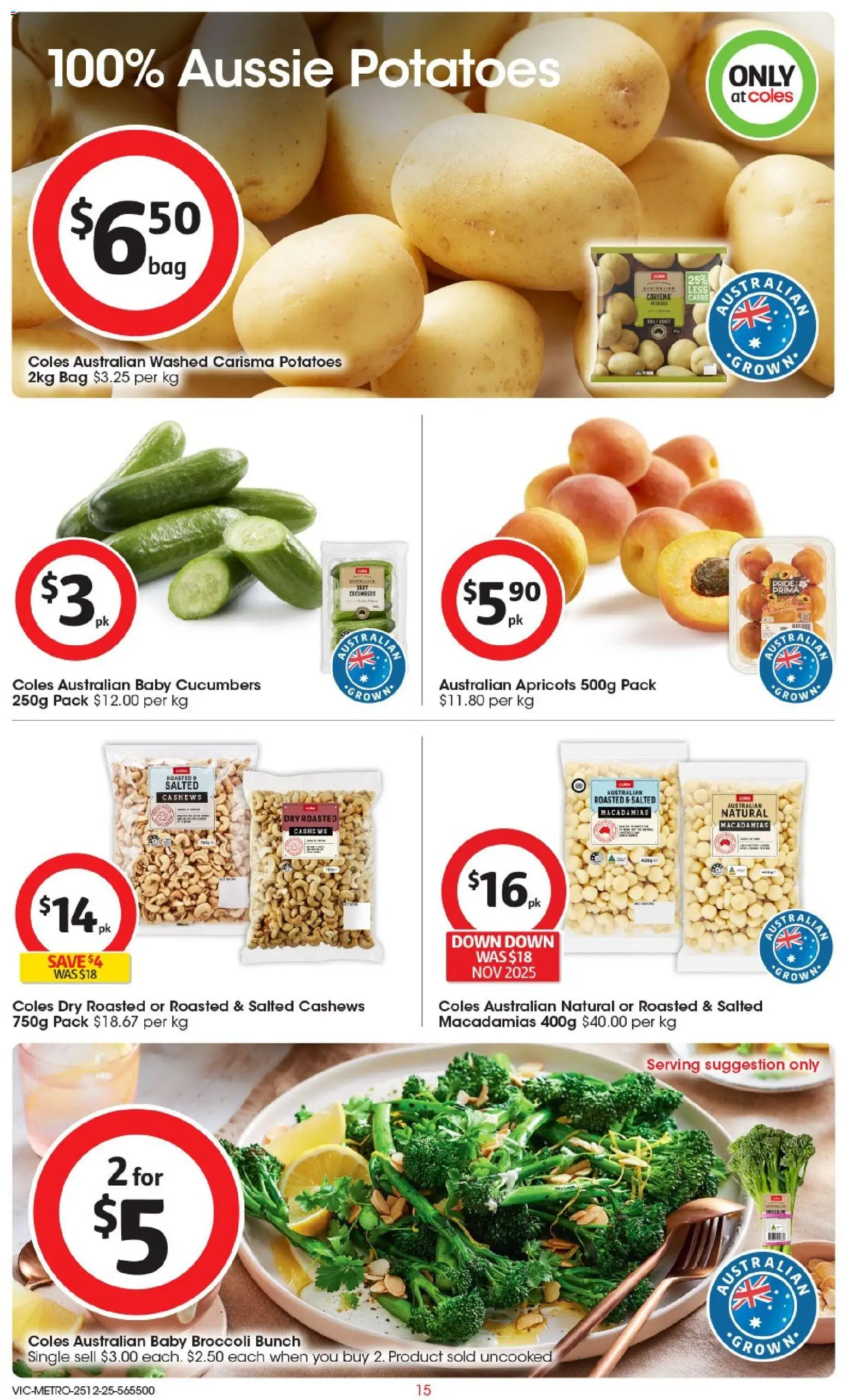 Coles catalogue - valid from 25.12.2025 | Page: 16 | Products: Cucumbers, Potatoes, Bag