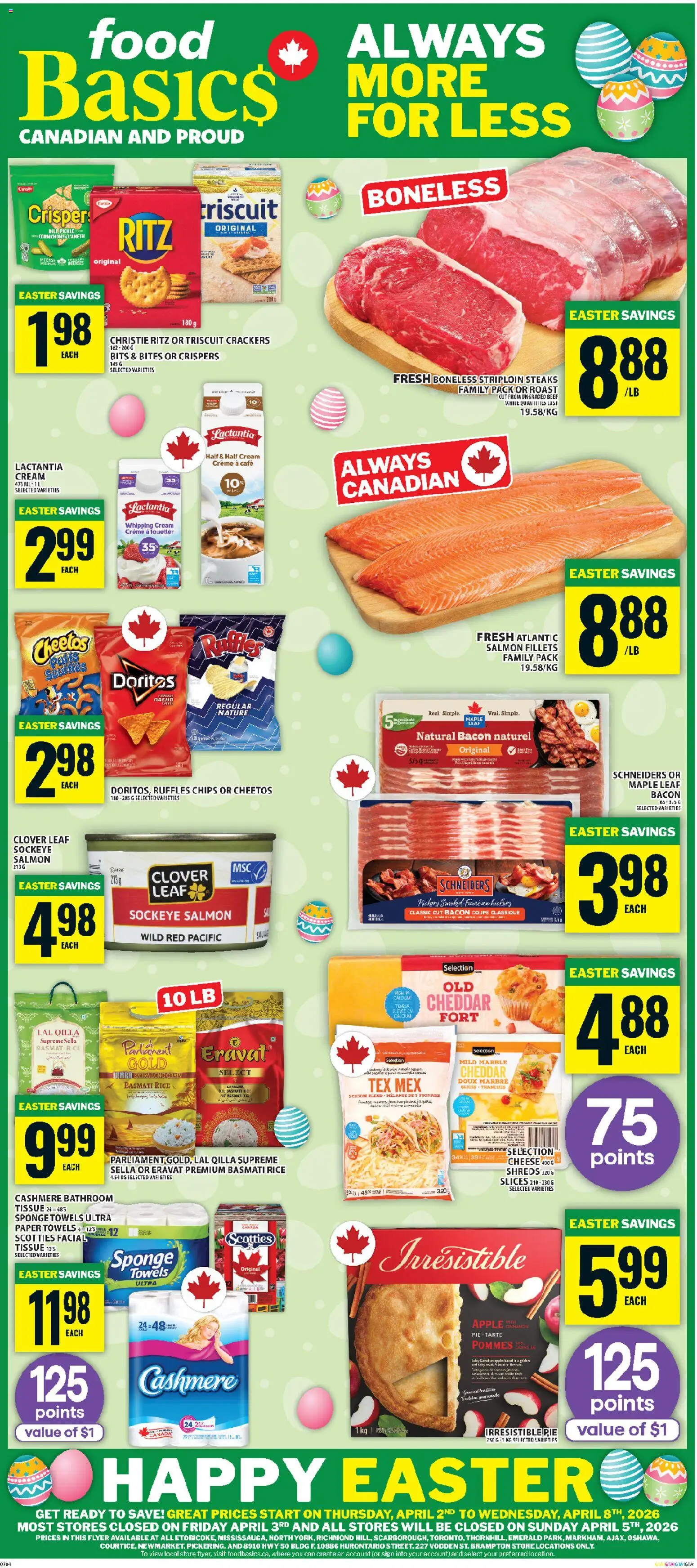 Food Basics flyer valid from 02.04.2026 | Page: 2 | Products: Rice, Beef, Chips, Cheese
