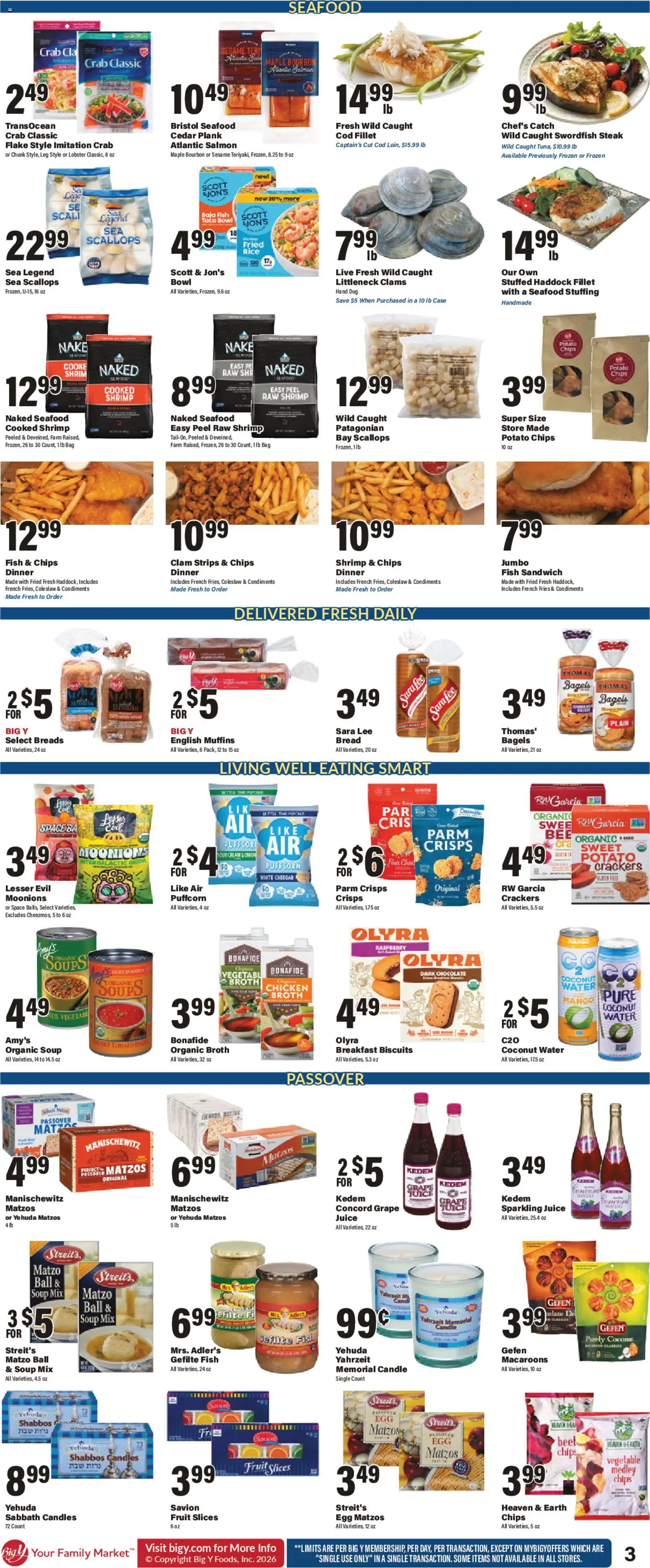 Big Y Weekly Ad - valid from 19.03.2026 | Page: 4 | Products: Sour cream, Bourbon, Seafood, Case