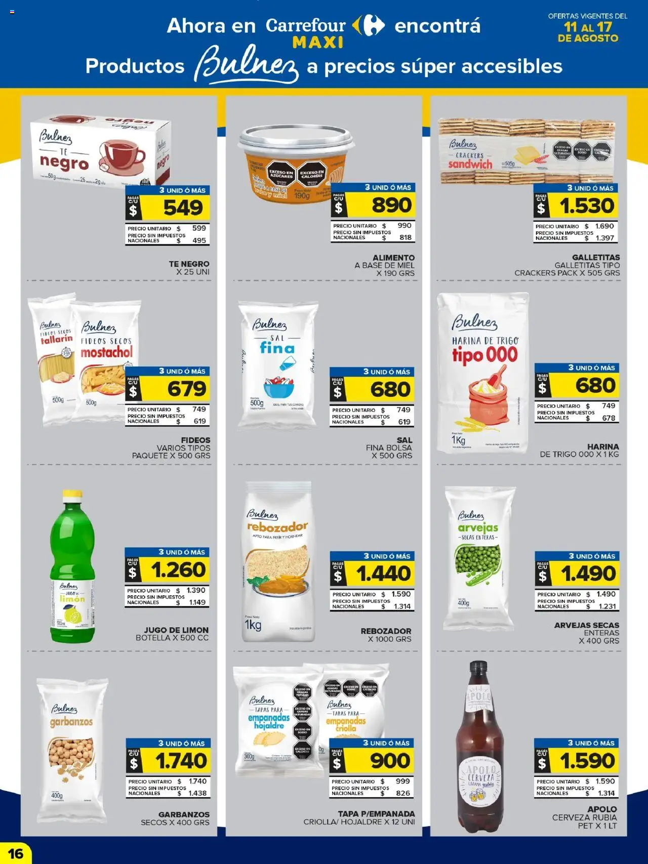 Carrefour Maxi catálogo │ válido desde el 11.08.2025 | Página: 16 | Productos: Galletitas, Harina, Arvejas, Cerveza