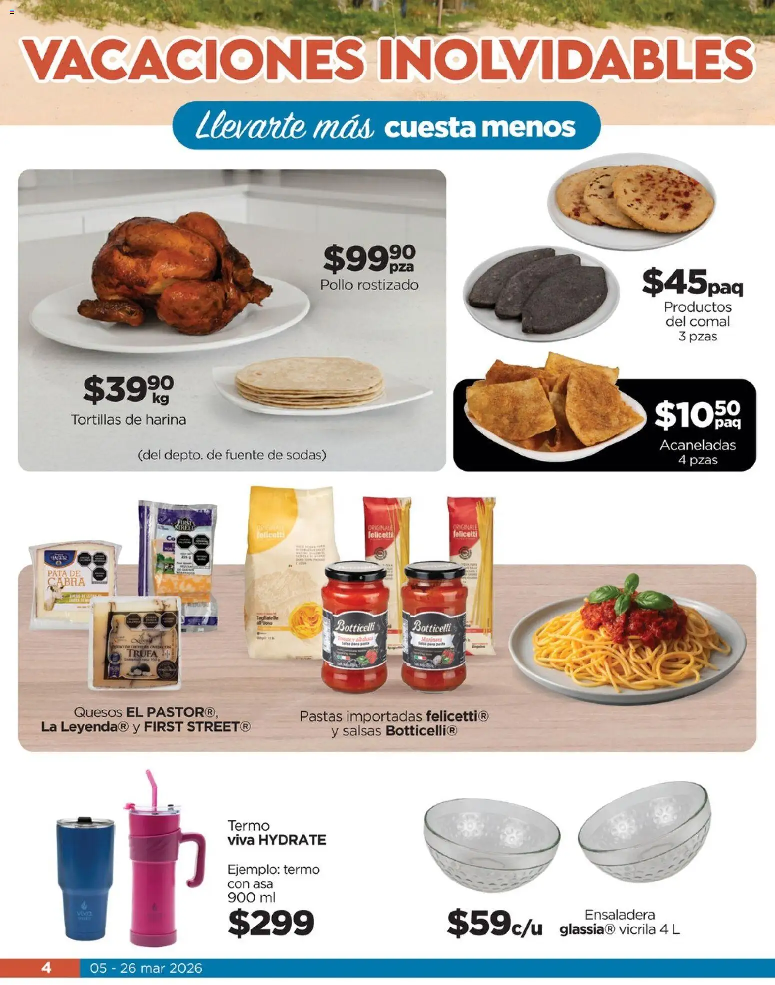Nuevas ofertas de Chedraui válidas en toda la República Mexicana desde el 05.03.2026. ¡Encuentra las mejores ofertas en  Chedraui folleto Llevarte más cuesta menos! | Página: 4 | Productos: Pollo, Harina, Fuente, Termo