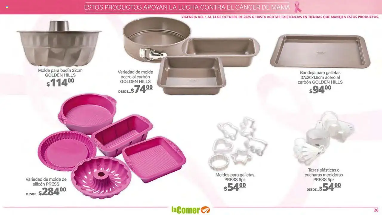 Nuevas ofertas de La Comer válidas en toda la República Mexicana desde el 01.10.2025. ¡Encuentra las mejores ofertas en La Comer - Folleto! | Página: 26 | Productos: Budín, Bandeja, Galletas, Molde