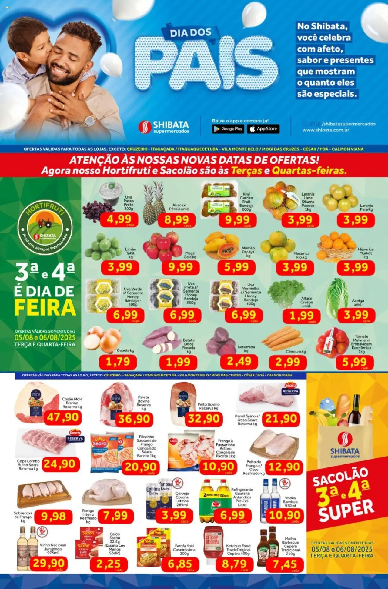 Shibata Folheto - válido de 05.08.2025 | Página: 1 | Produtos: Pernil, Poá, Mamão, Alface