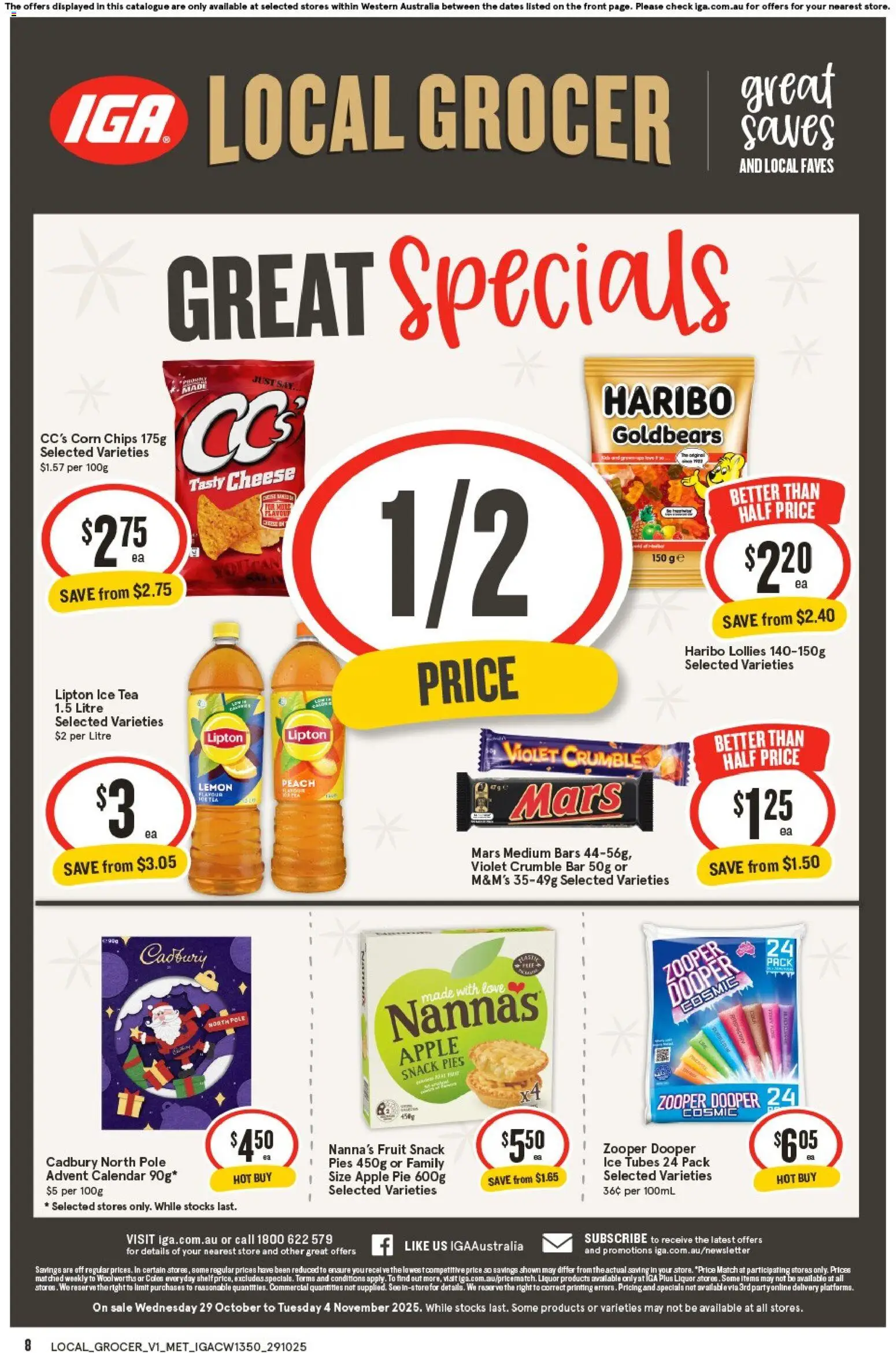 IGA catalogue - valid from 29.10.2025 | Page: 8 | Products: Cheese, Lollies, Chips, Pies