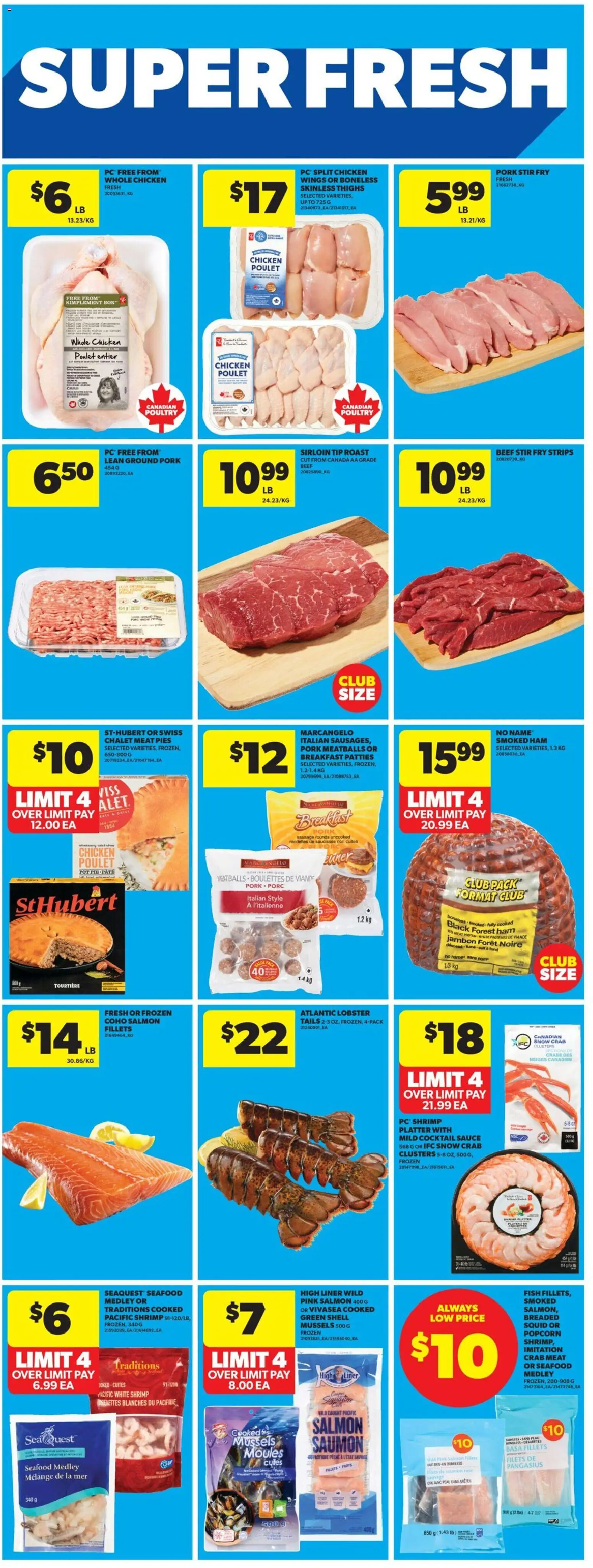 Real Canadian Superstore flyer valid from 22.01.2026 | Page: 16 | Products: Fish, Beef, Chicken wings, Chicken