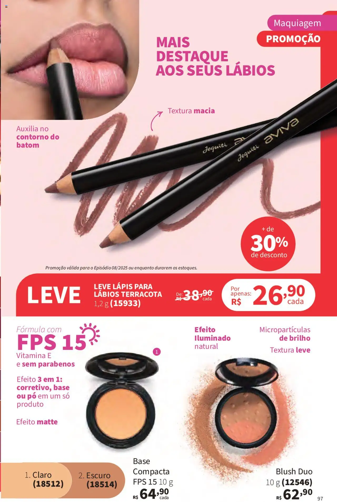 Jequiti Folheto - válido de 02.06.2025 | Página: 97 | Produtos: Maquiagem, Batom, Lápis, Base