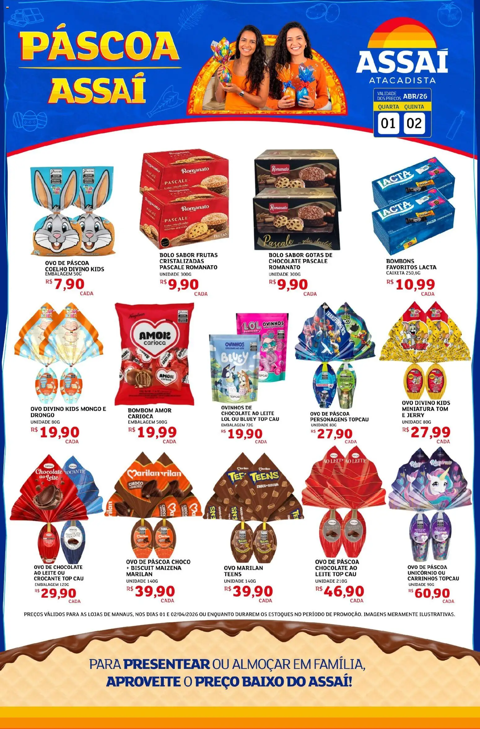 Assaí Atacadista Folheto - válido de 01.04.2026 | Página: 1 | Produtos: Leite, Bolo, Bombom, Frutas cristalizadas
