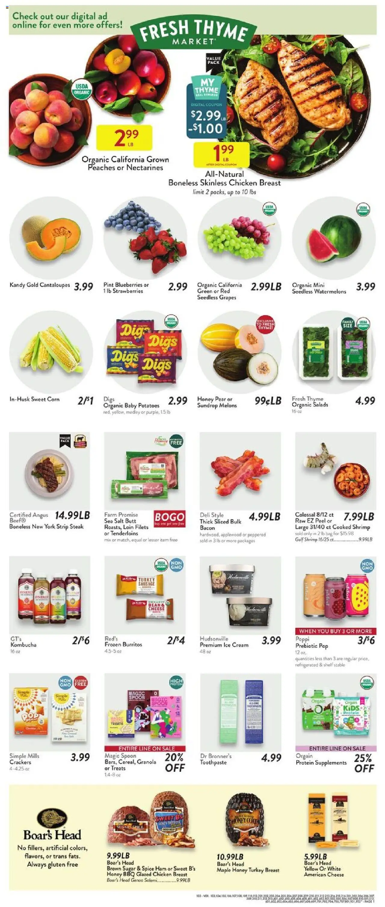 Fresh Thyme Weekly Ad - valid from 20.08.2025 | Page: 4 | Products: Corn, Sugar, Sausage, Blueberries