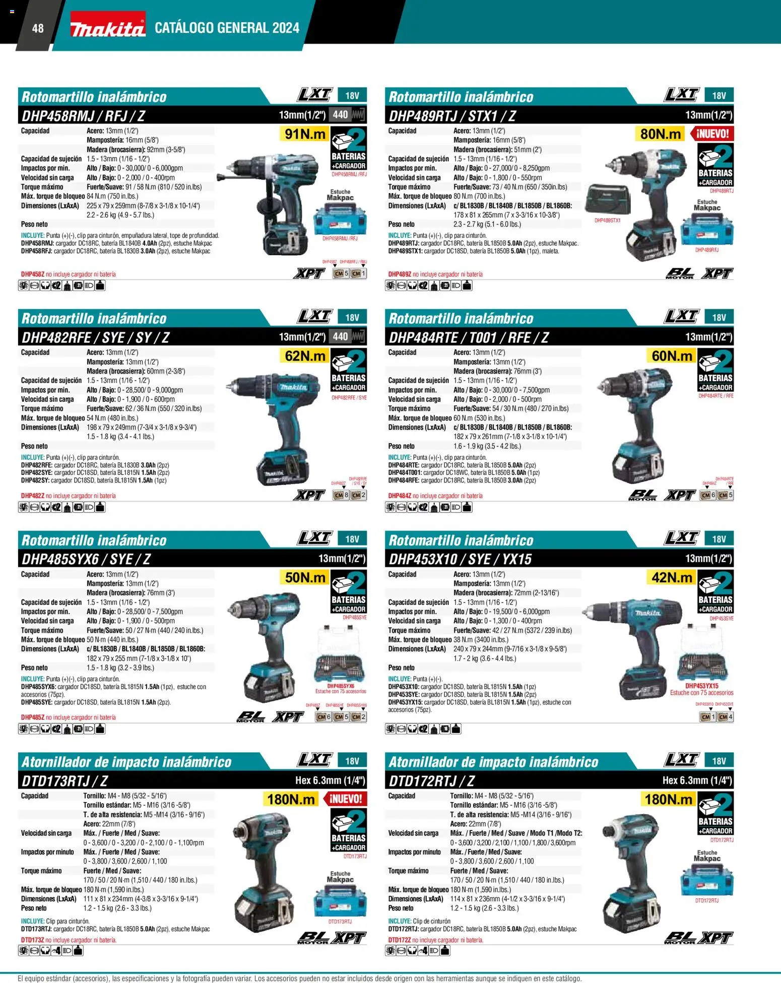 Nuevas ofertas de Makita válidas en toda la República Mexicana desde el 01.01.2024. ¡Encuentra las mejores ofertas en Makita catálogo General! | Página: 48 | Productos: Tornillo, Estuche, Rotomartillo, Batería